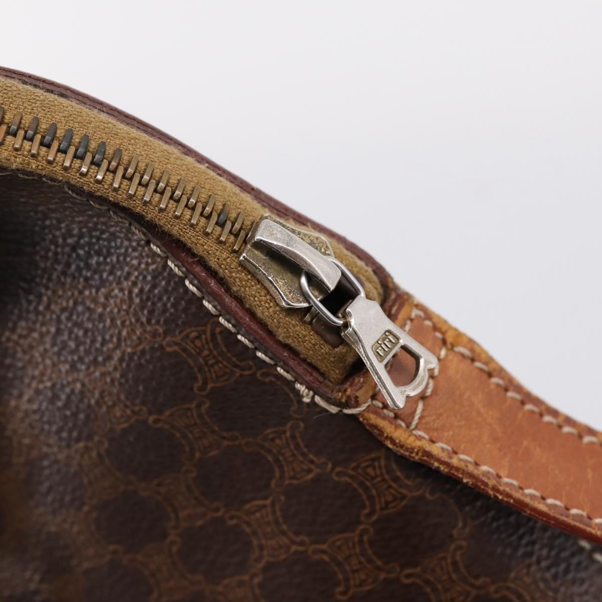 CELINE Macadam Canvas Hand Bag PVC Leather 2way Brown Gold Auth ep15962