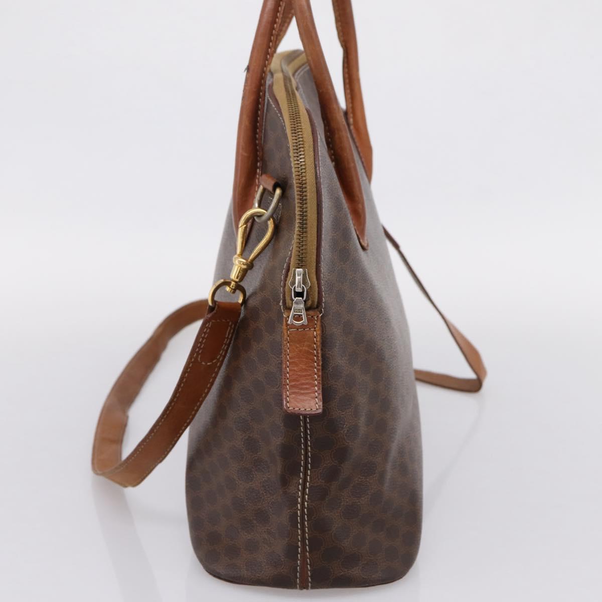 CELINE Macadam Canvas Hand Bag PVC Leather 2way Brown Gold Auth ep15962