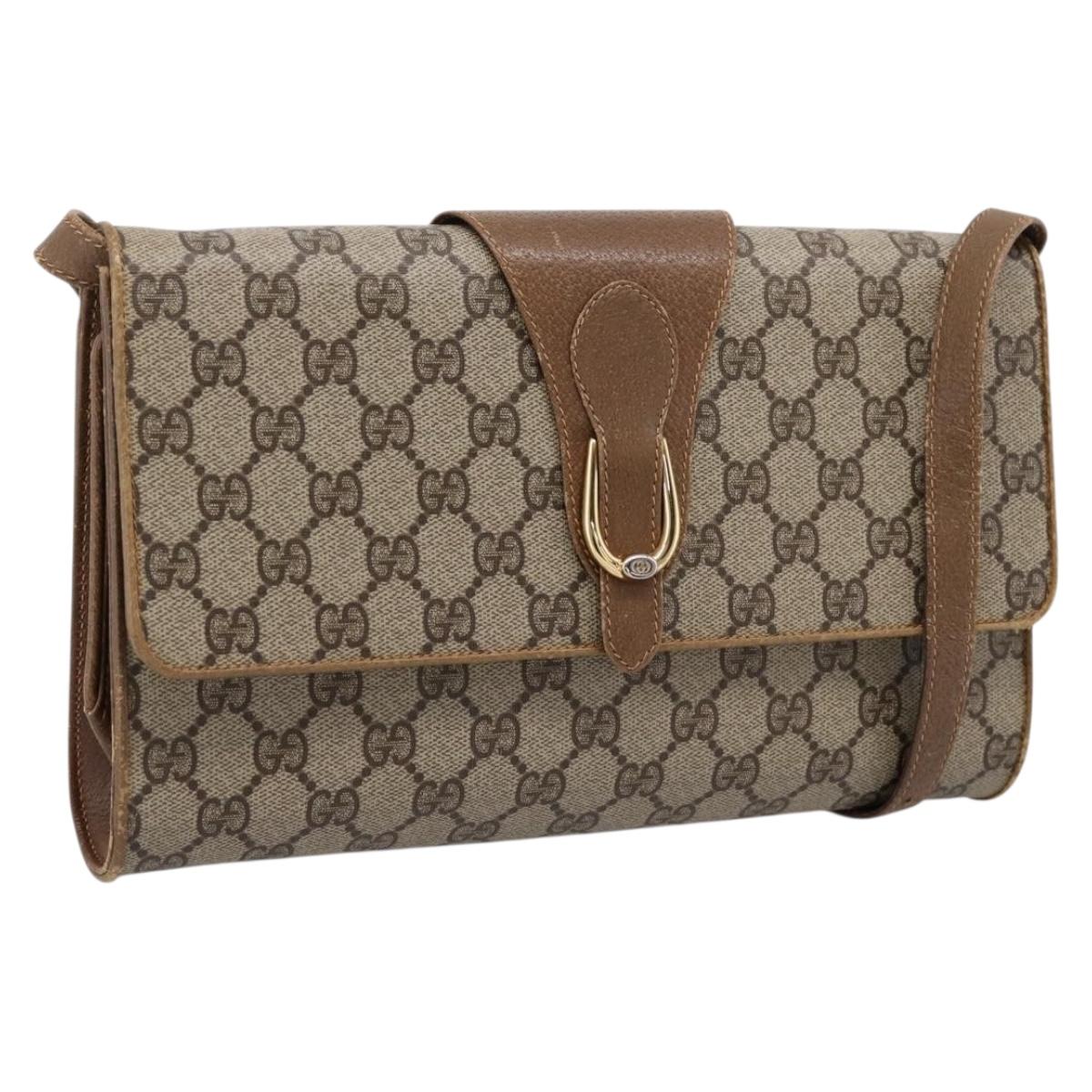 GUCCI GG Supreme Shoulder Bag PVC Beige Gold 94 02 050 Auth ep15966