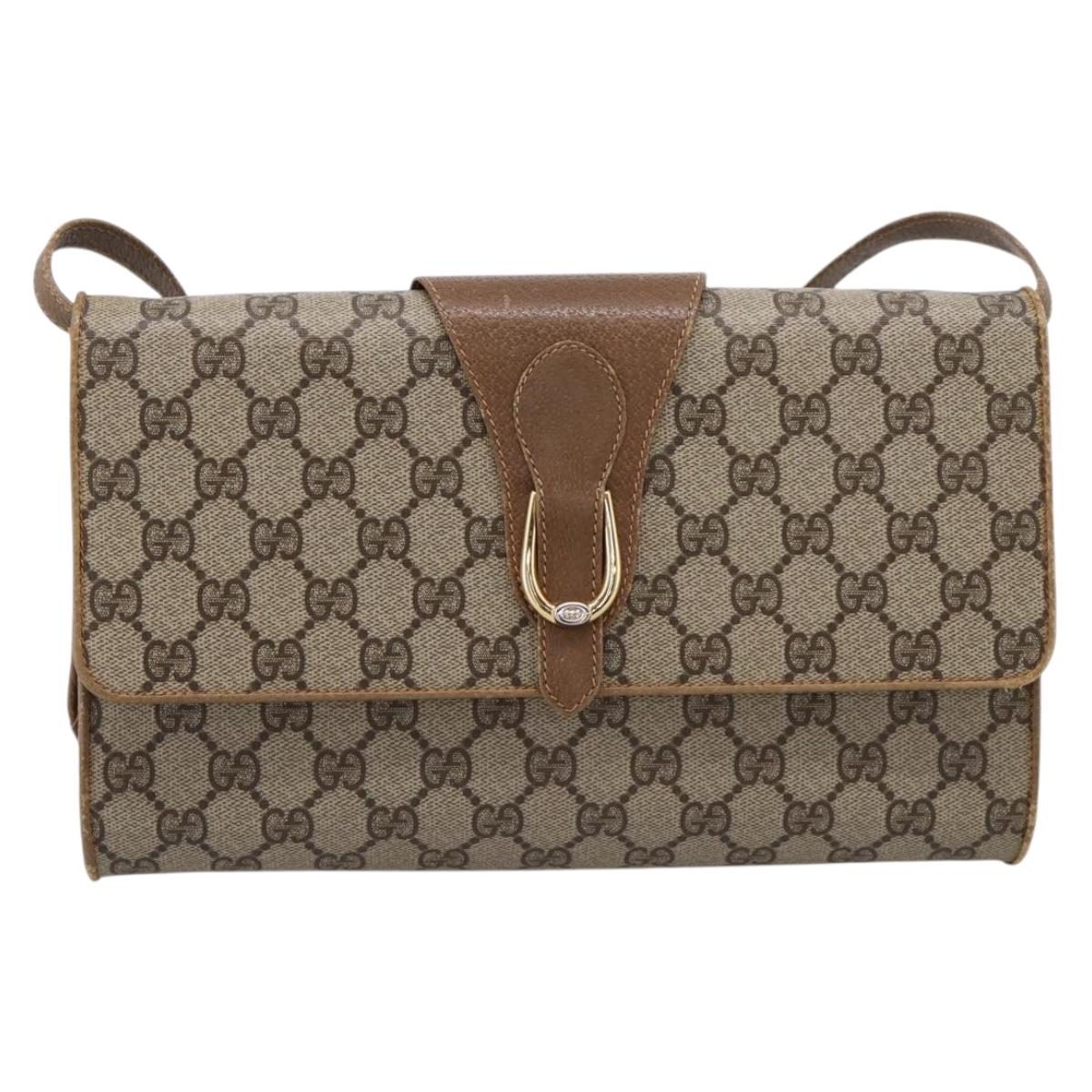 GUCCI GG Supreme Shoulder Bag PVC Beige Gold 94 02 050 Auth ep15966