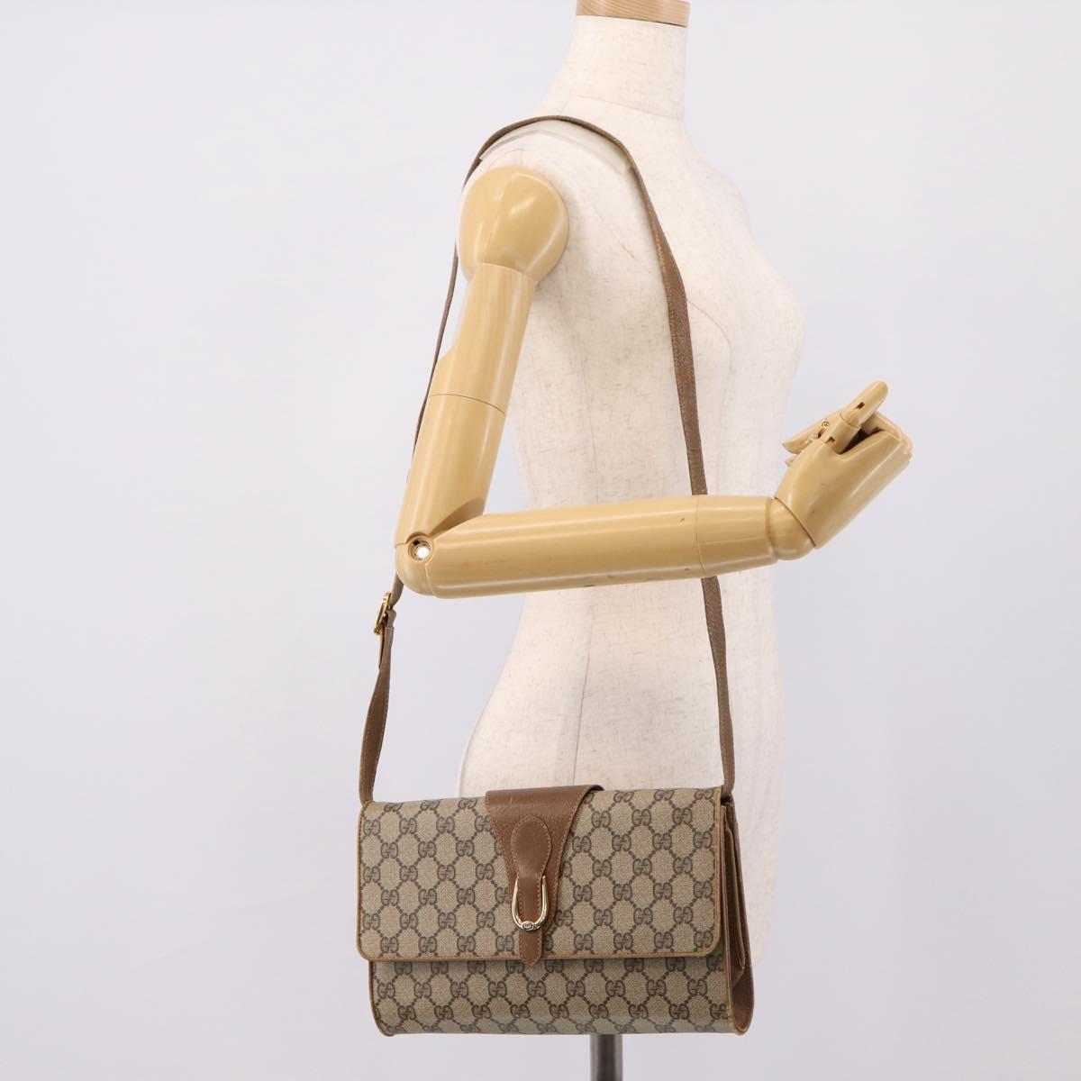 GUCCI GG Supreme Shoulder Bag PVC Beige Gold 94 02 050 Auth ep15966