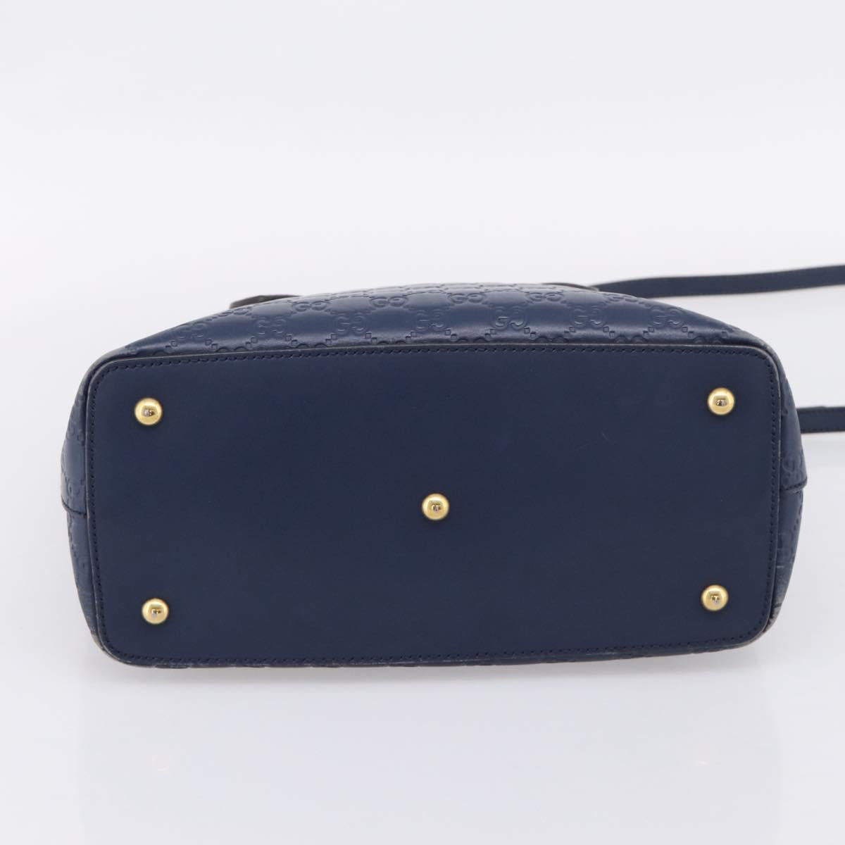 GUCCI GG Canvas Guccissima Hand Bag Leather 2way Blue Gold 428226 Auth ep15971