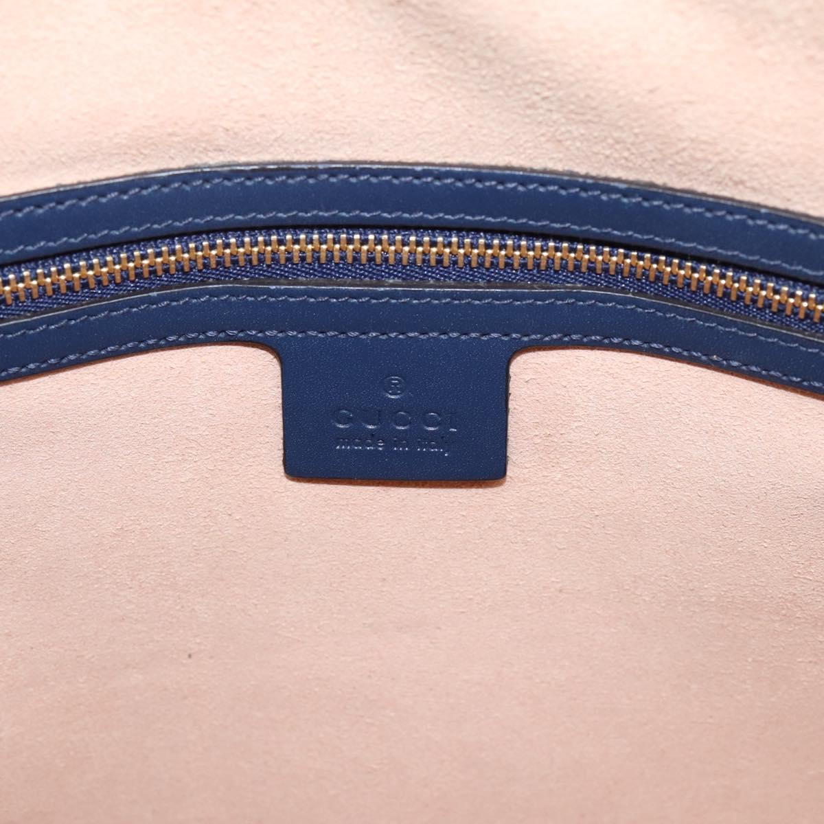 GUCCI GG Canvas Guccissima Hand Bag Leather 2way Blue Gold 428226 Auth ep15971
