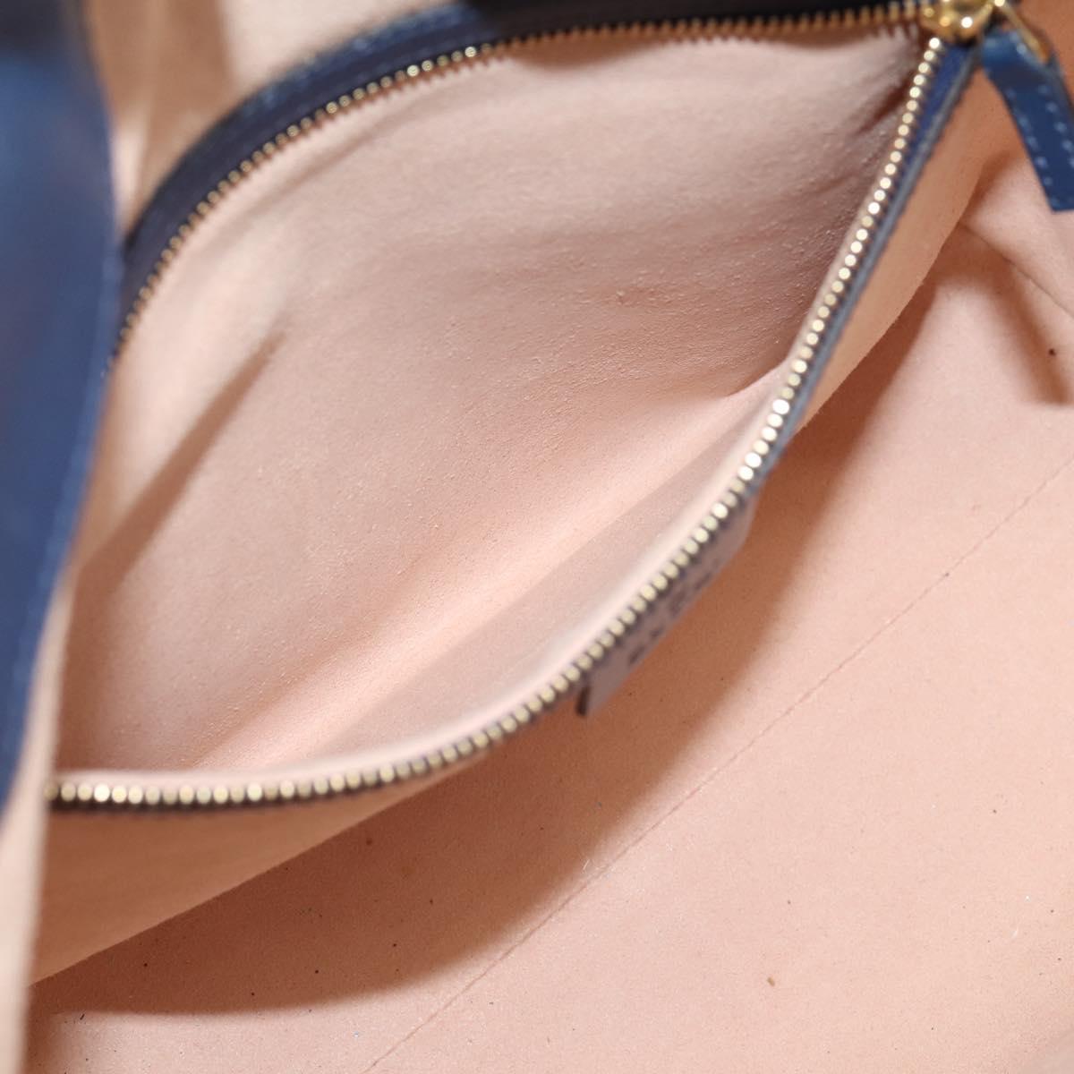 GUCCI GG Canvas Guccissima Hand Bag Leather 2way Blue Gold 428226 Auth ep15971