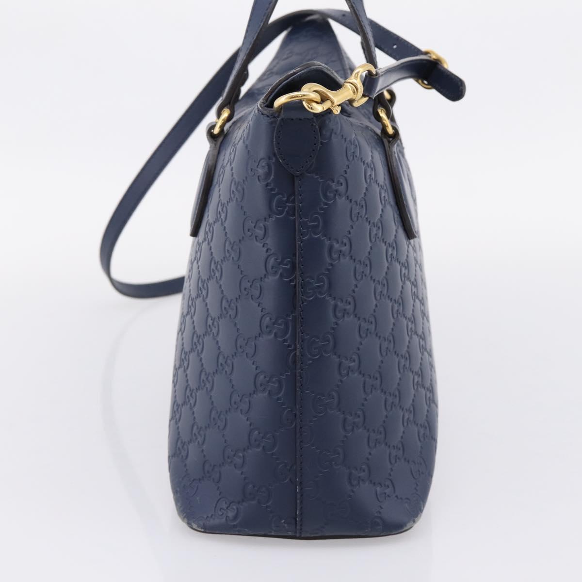 GUCCI GG Canvas Guccissima Hand Bag Leather 2way Blue Gold 428226 Auth ep15971