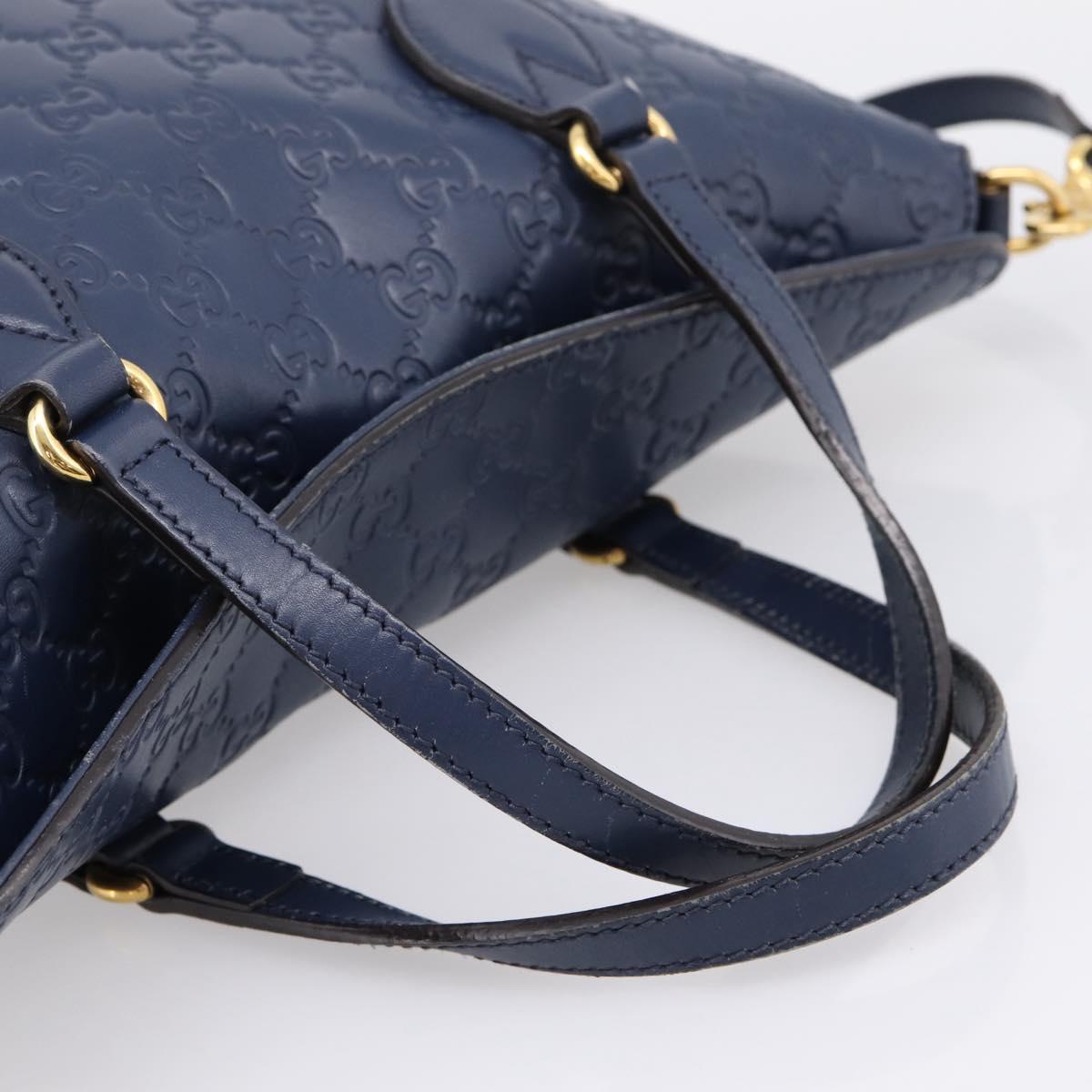 GUCCI GG Canvas Guccissima Hand Bag Leather 2way Blue Gold 428226 Auth ep15971