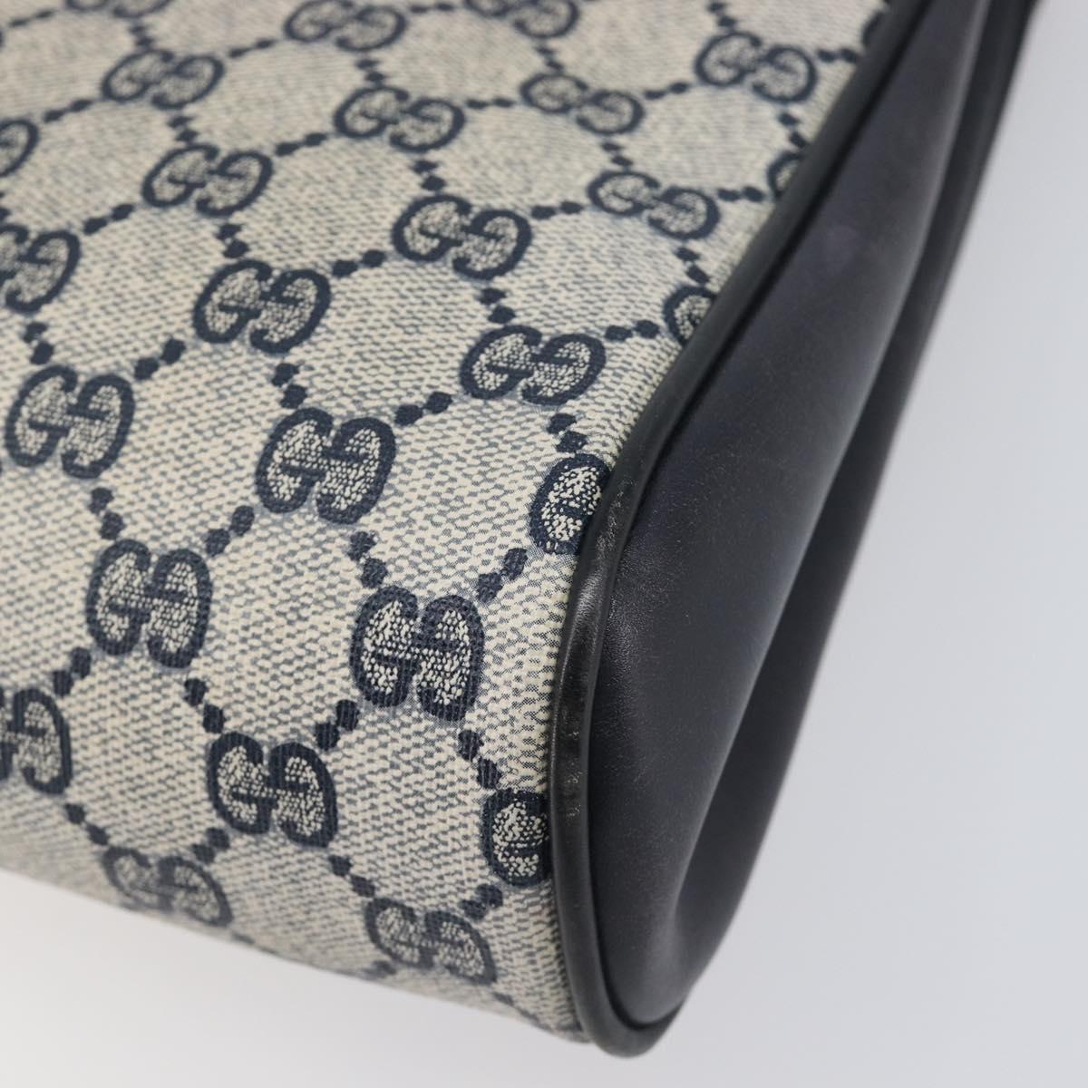 GUCCI GG Supreme Shoulder Bag PVC Navy Gold Auth ep15976