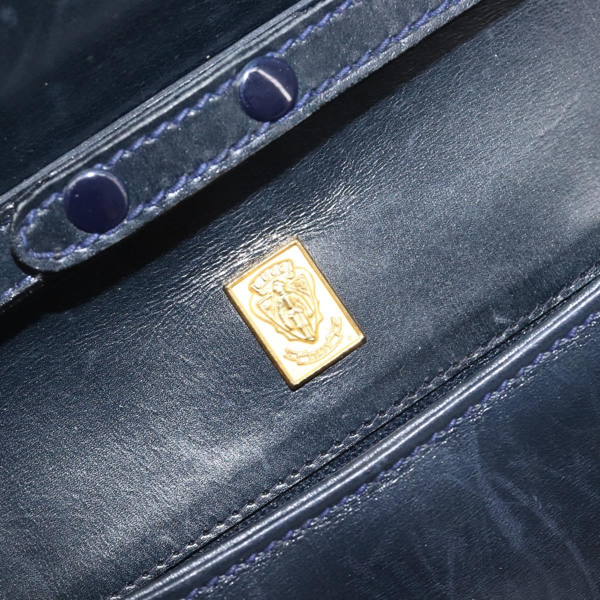 GUCCI GG Supreme Shoulder Bag PVC Navy Gold Auth ep15976