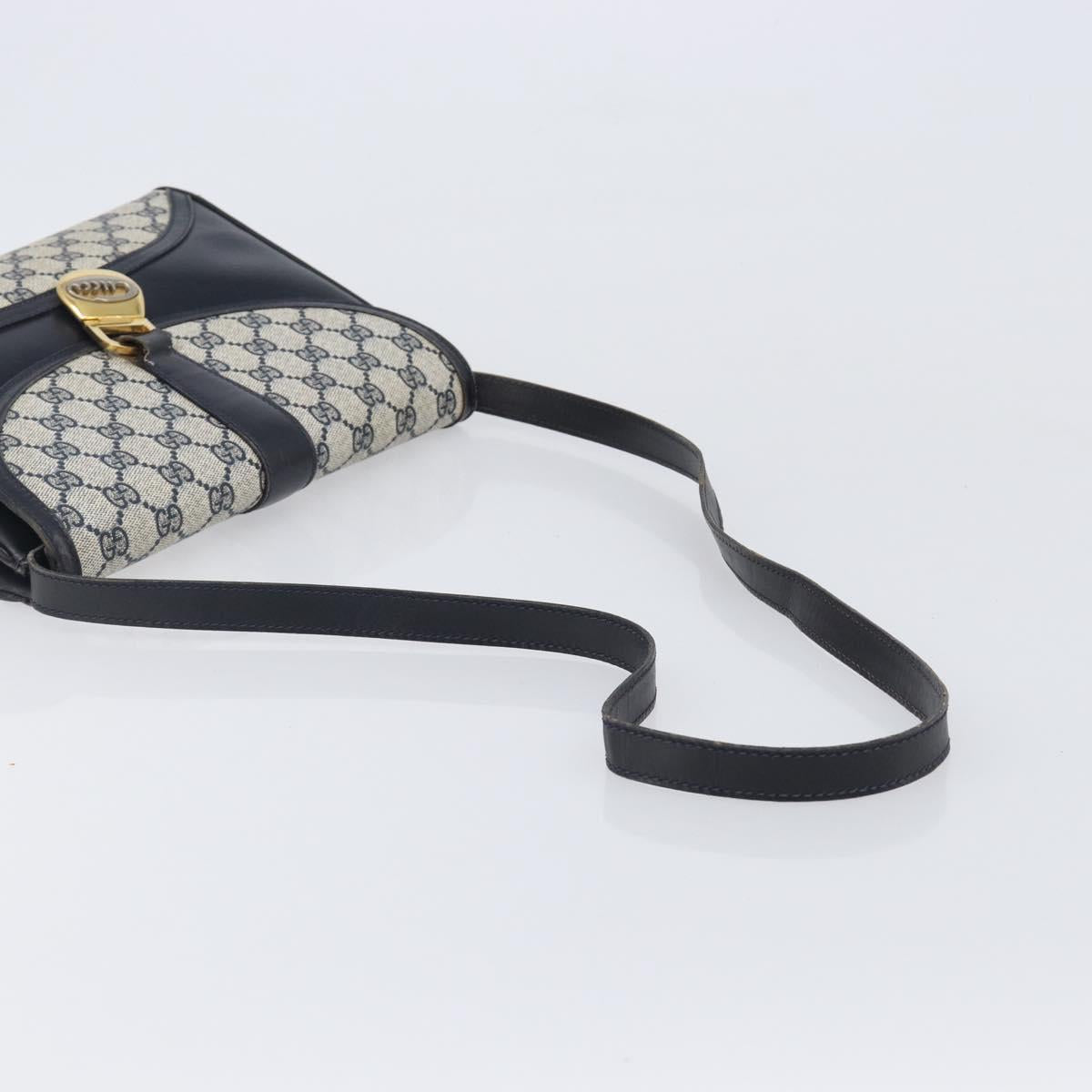 GUCCI GG Supreme Shoulder Bag PVC Navy Gold Auth ep15976