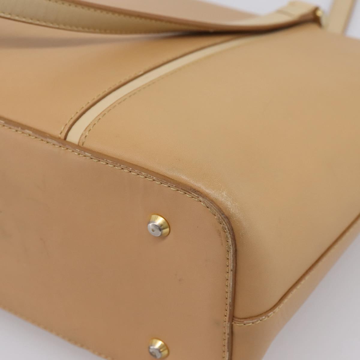 BURBERRY Hand Bag Leather Beige Gold Auth ep15977