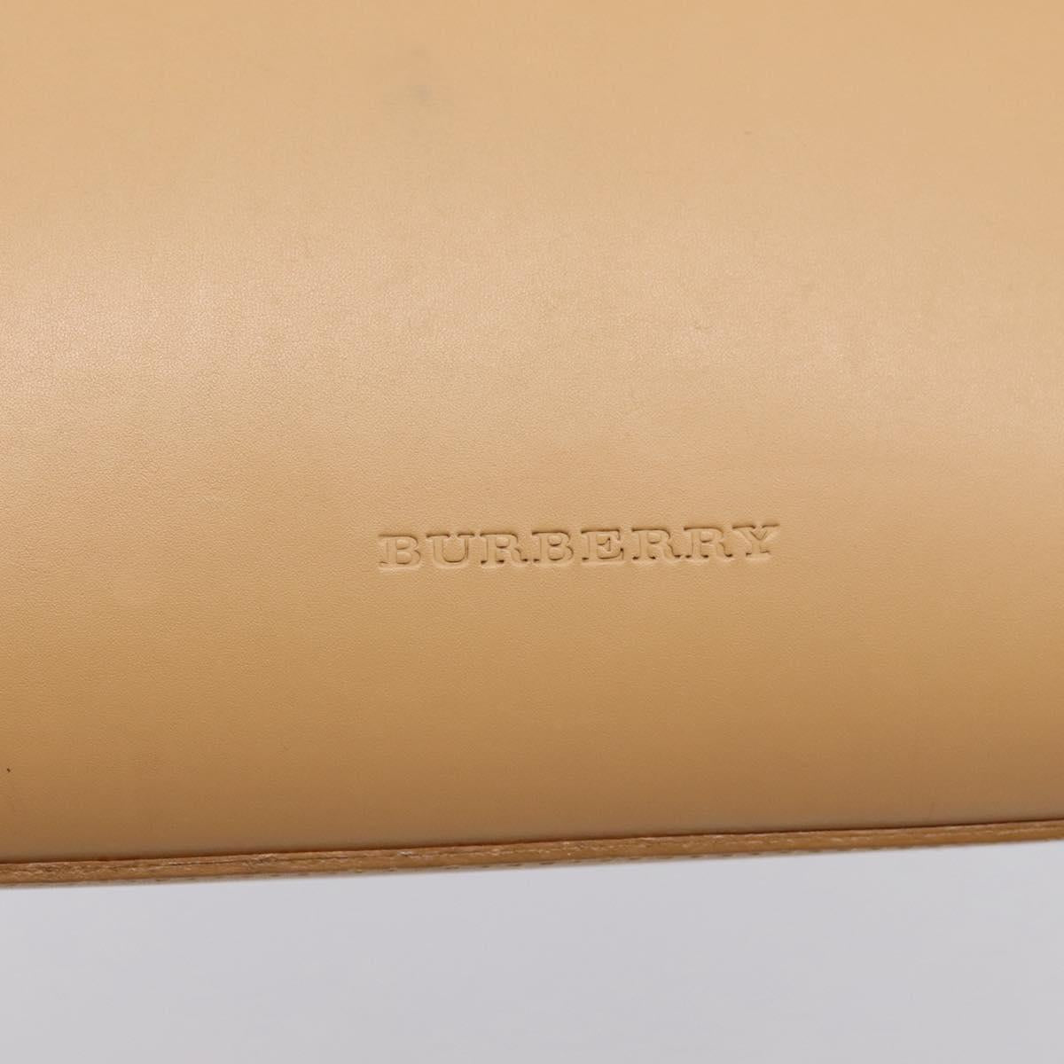 BURBERRY Hand Bag Leather Beige Gold Auth ep15977