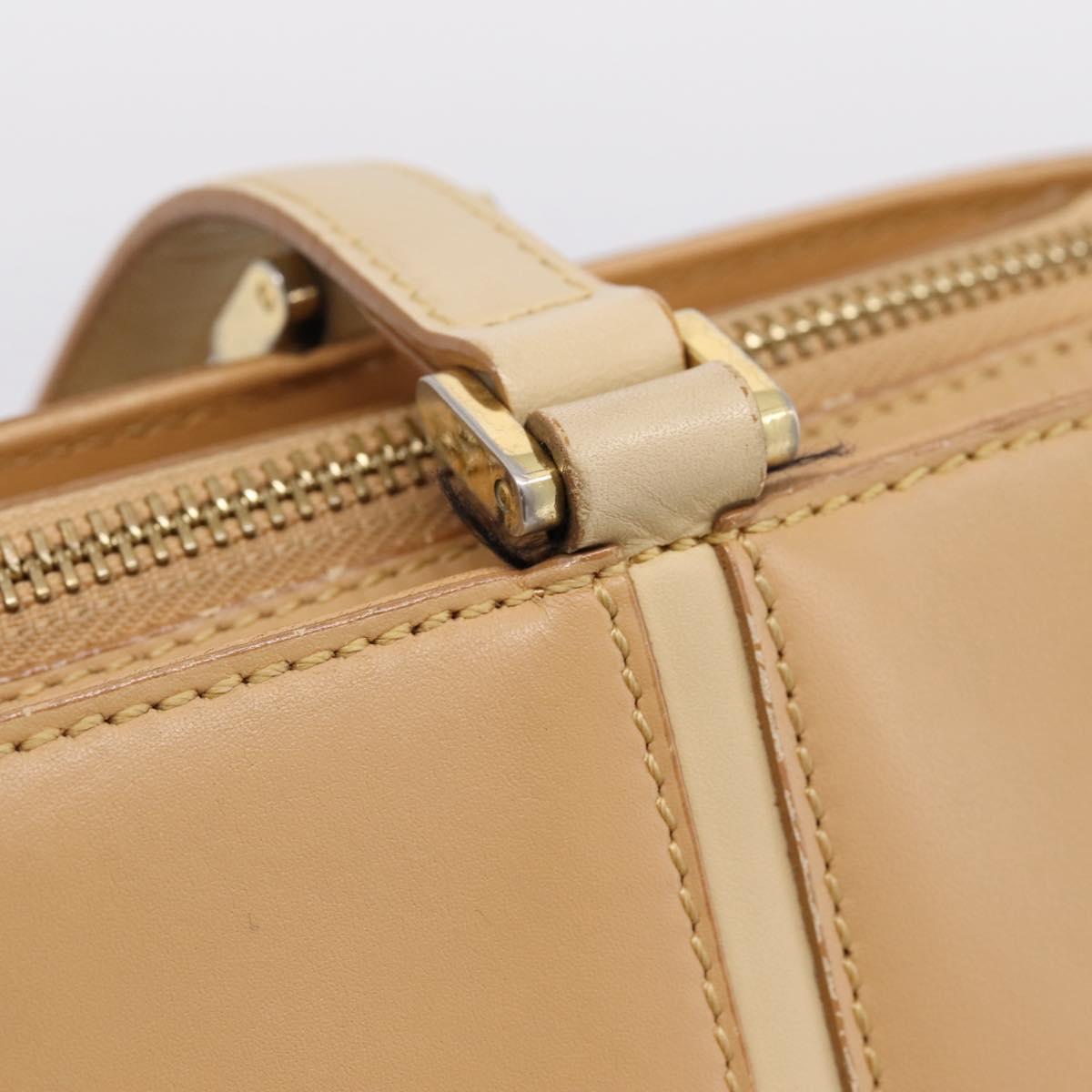 BURBERRY Hand Bag Leather Beige Gold Auth ep15977