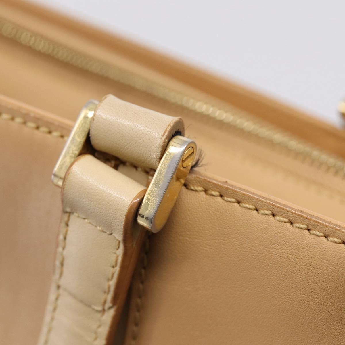 BURBERRY Hand Bag Leather Beige Gold Auth ep15977