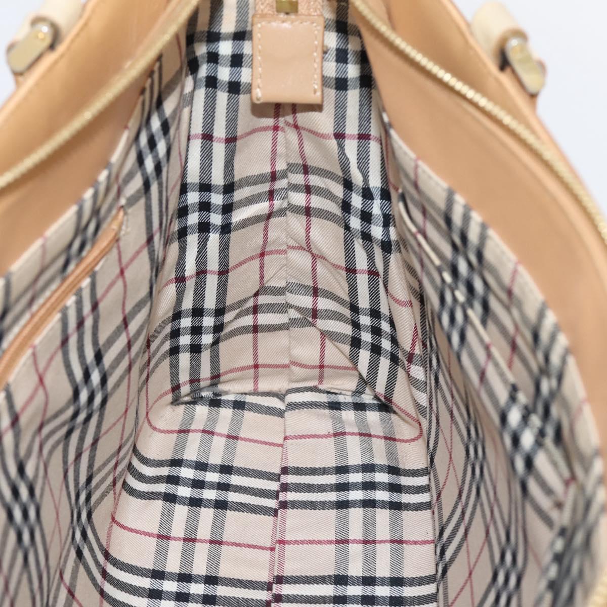 BURBERRY Hand Bag Leather Beige Gold Auth ep15977