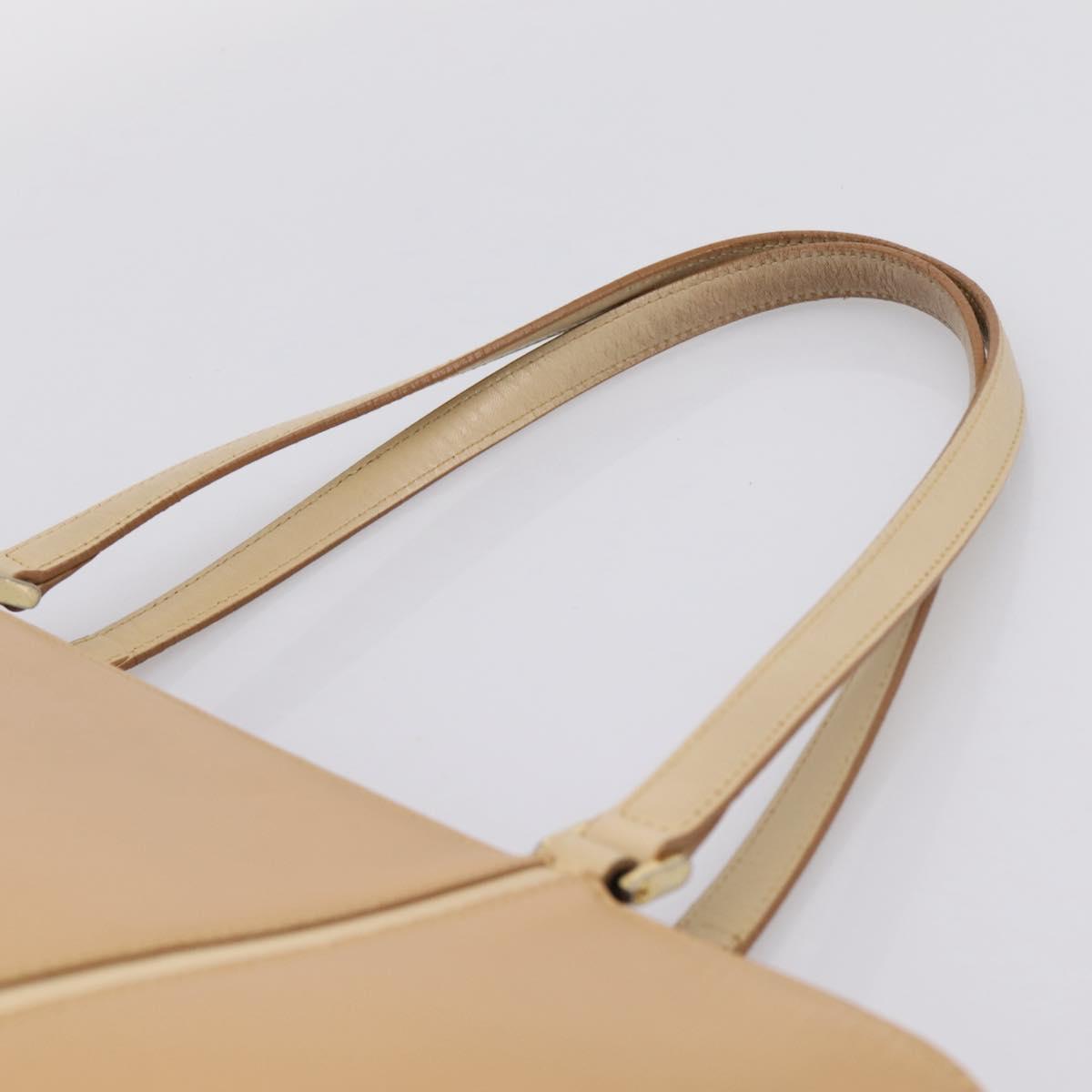 BURBERRY Hand Bag Leather Beige Gold Auth ep15977