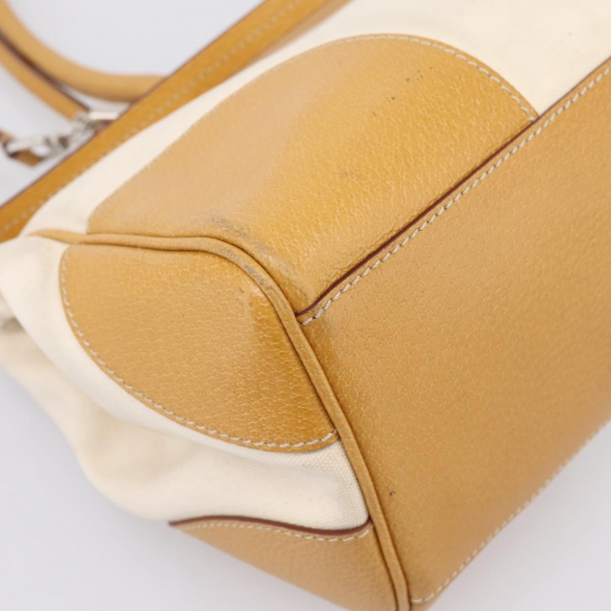 PRADA Hand Bag Canvas 2way White Silver Auth ep15981