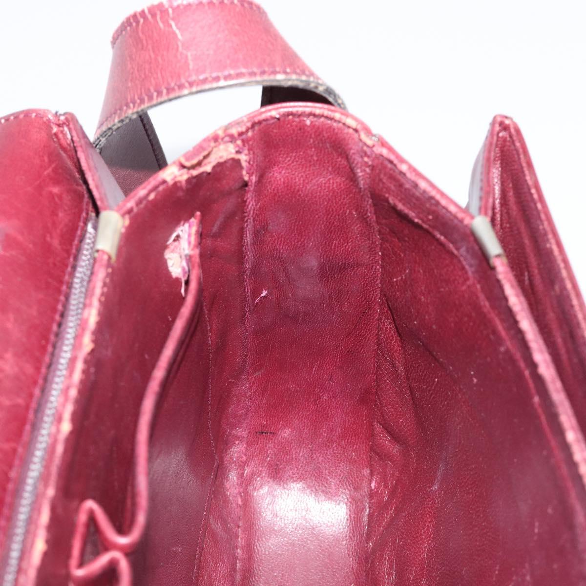 CELINE Shoulder Bag Leather Bordeaux Gold Auth ep15984