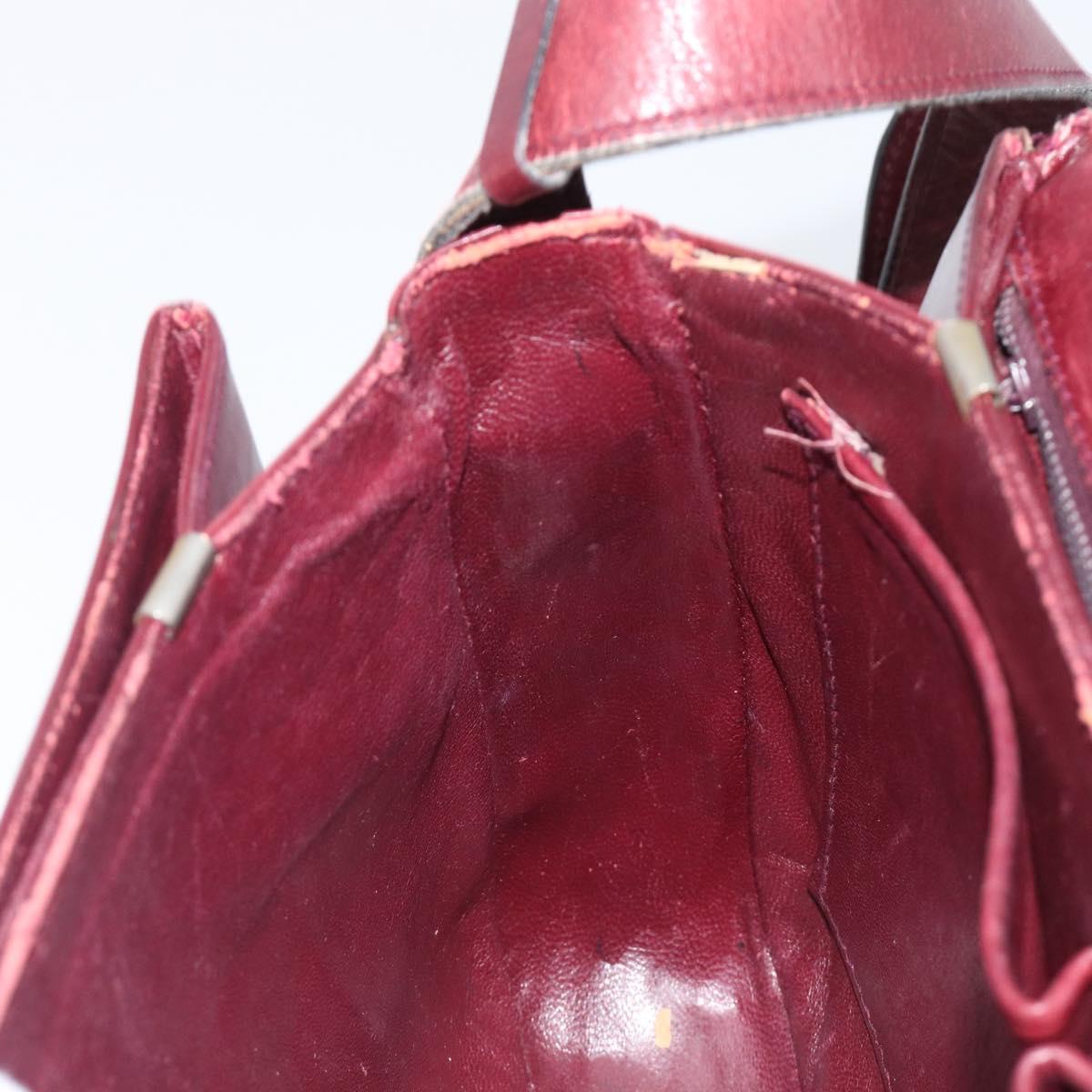 CELINE Shoulder Bag Leather Bordeaux Gold Auth ep15984