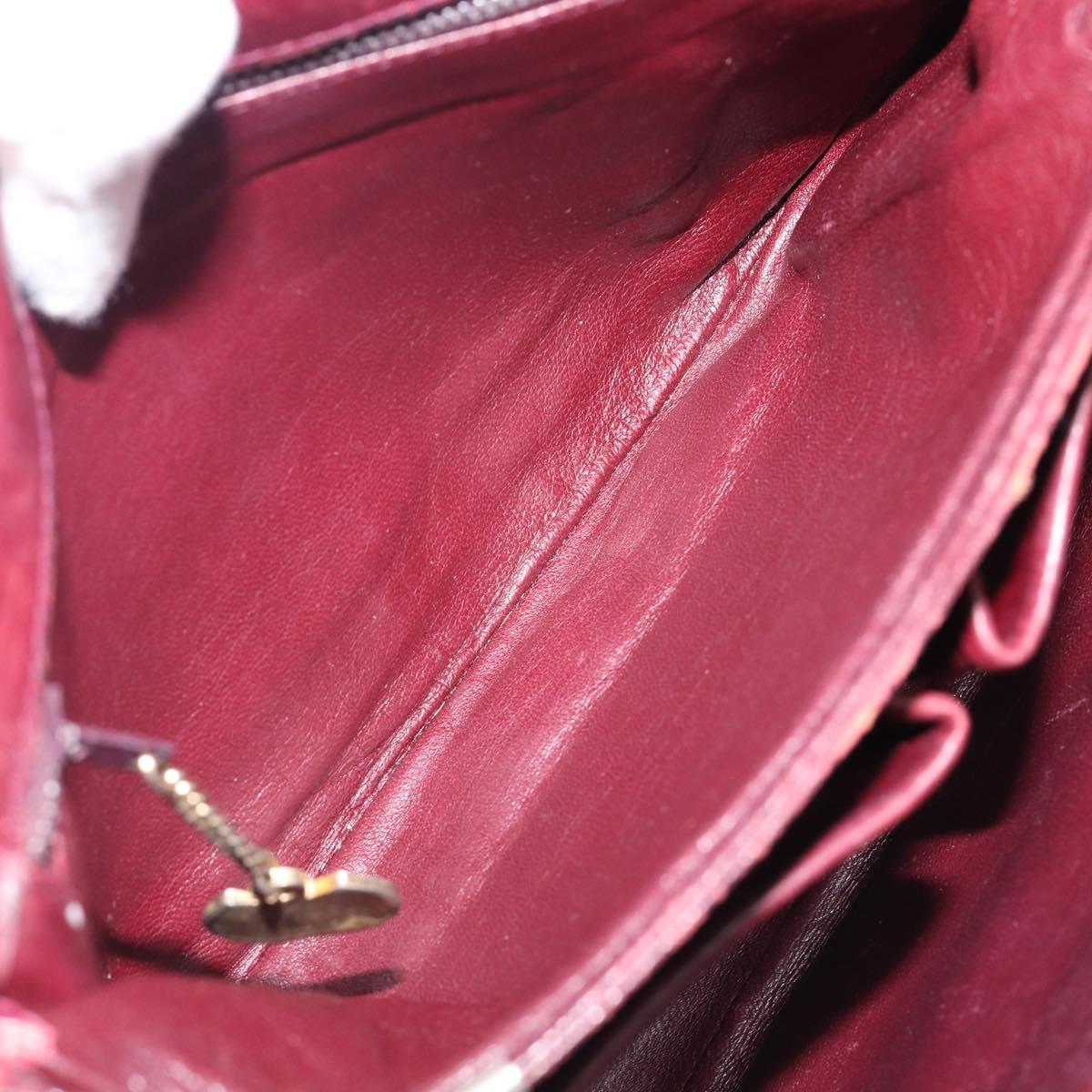 CELINE Shoulder Bag Leather Bordeaux Gold Auth ep15984