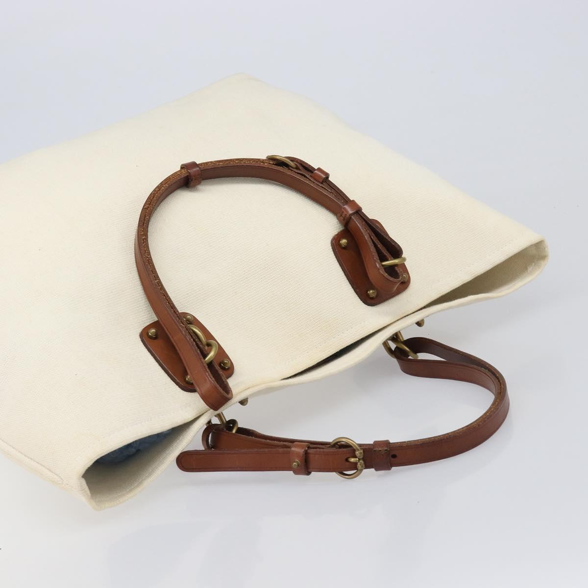 BOTTEGA VENETA Tote Bag Canvas Beige Gold Auth ep15985