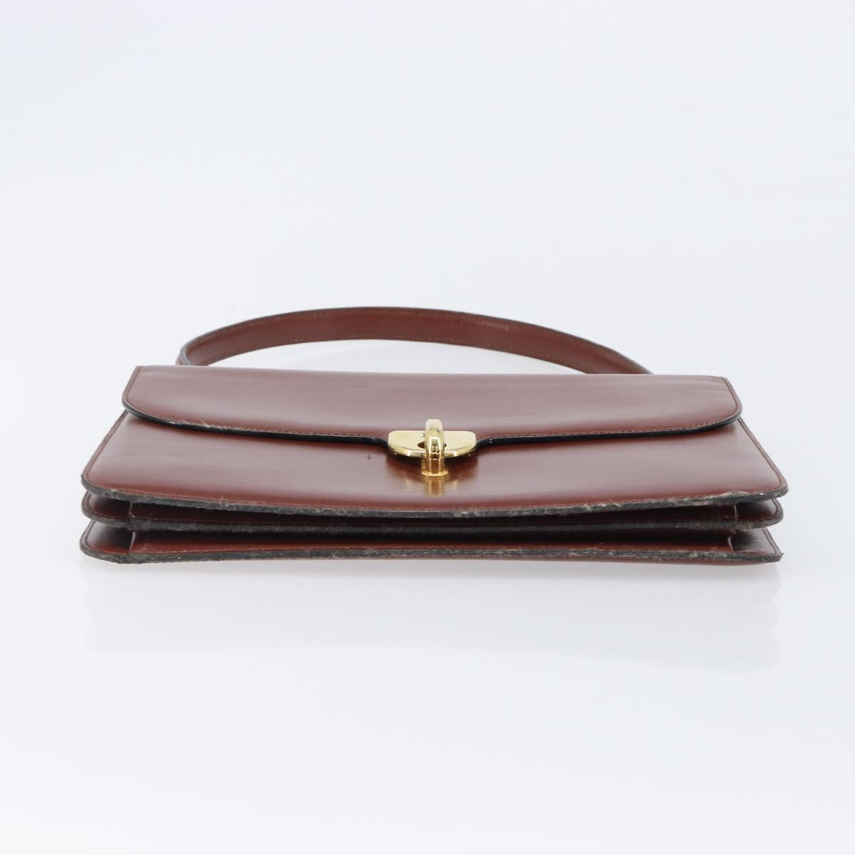 Christian Dior Hand Bag Leather Brown Gold Auth ep15988