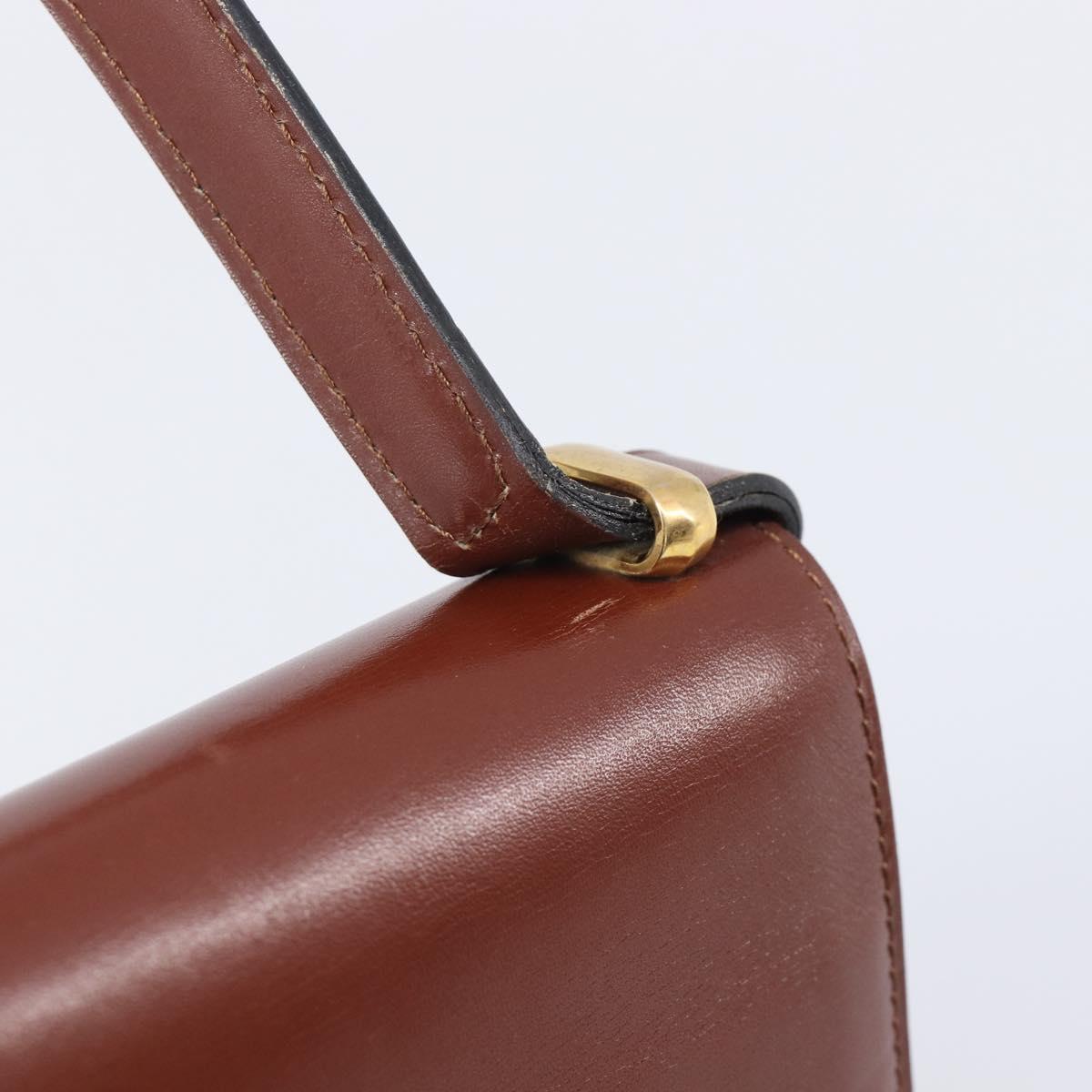 Christian Dior Hand Bag Leather Brown Gold Auth ep15988