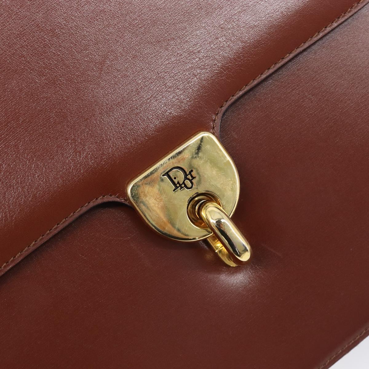 Christian Dior Hand Bag Leather Brown Gold Auth ep15988