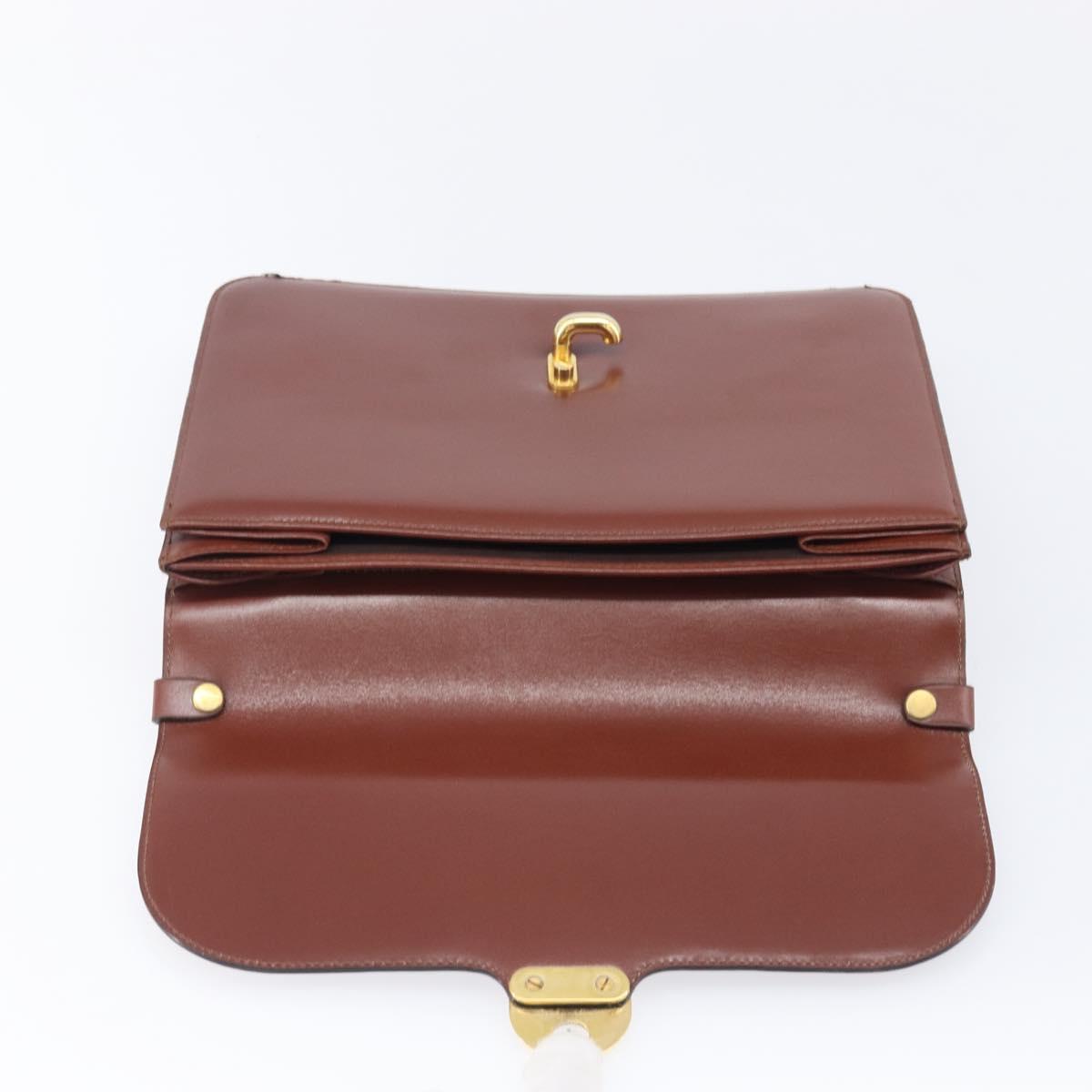 Christian Dior Hand Bag Leather Brown Gold Auth ep15988