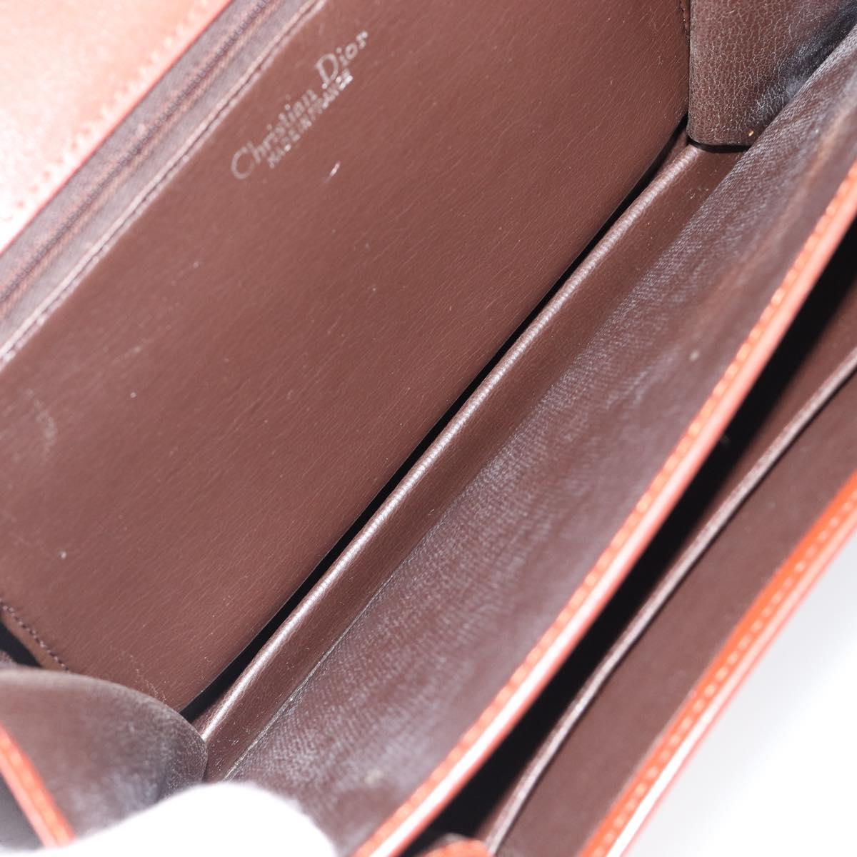Christian Dior Hand Bag Leather Brown Gold Auth ep15988
