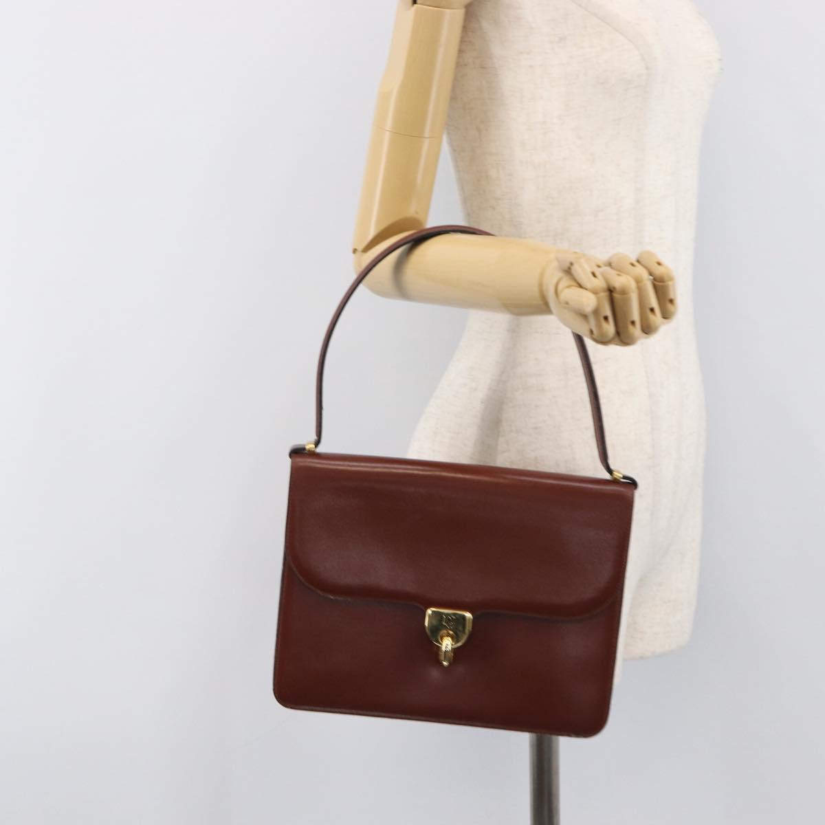 Christian Dior Hand Bag Leather Brown Gold Auth ep15988