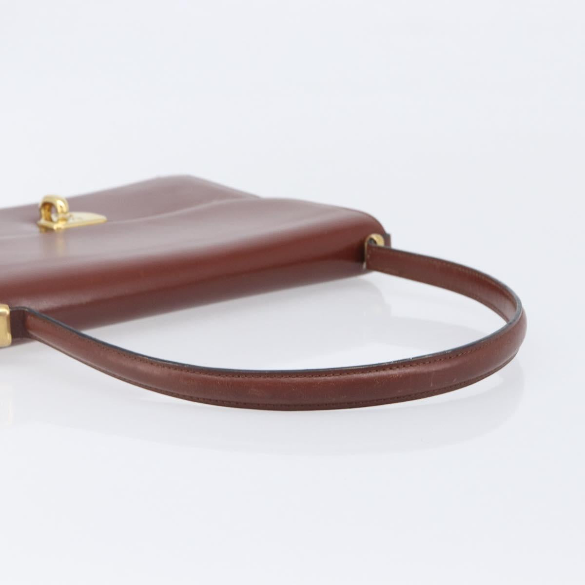 Christian Dior Hand Bag Leather Brown Gold Auth ep15988