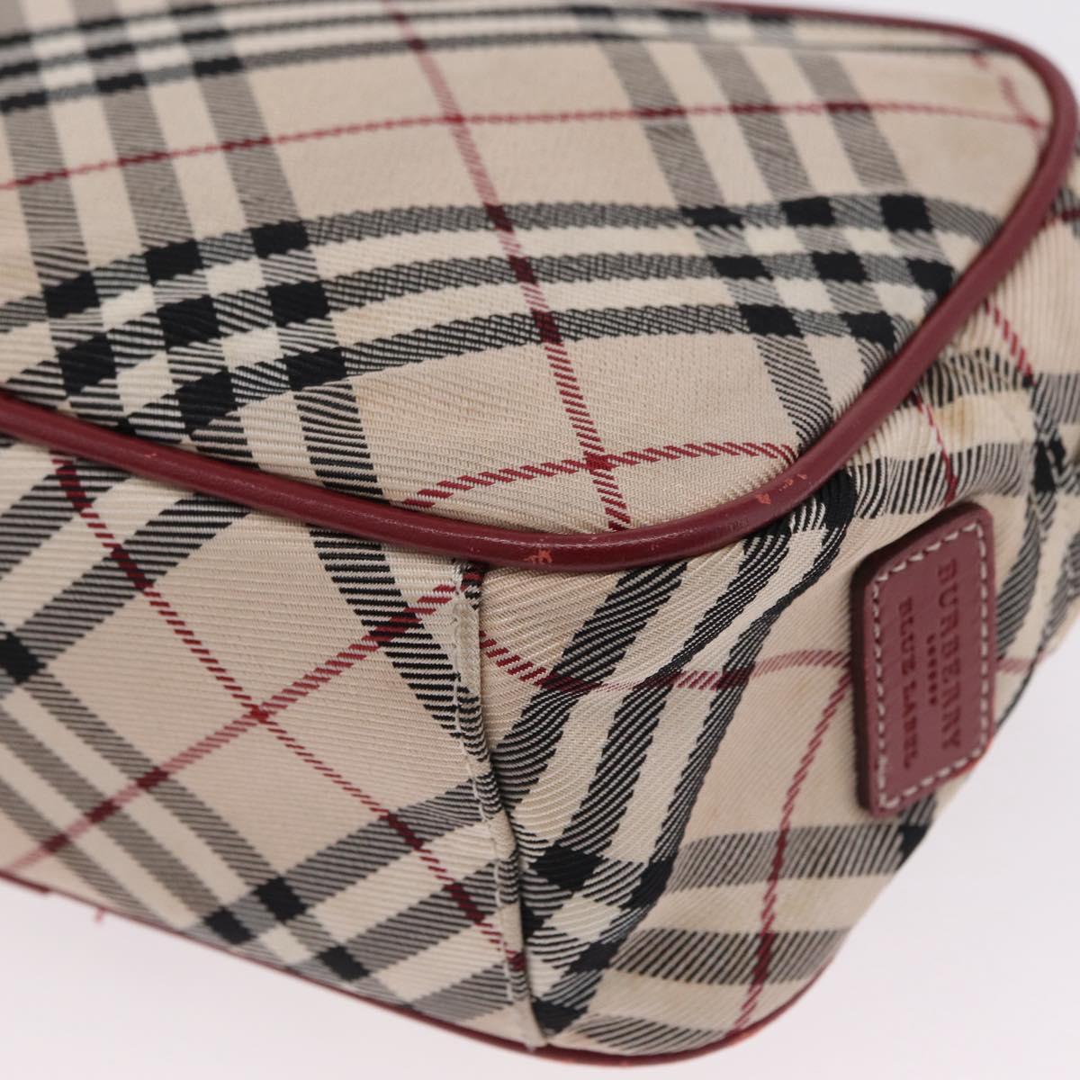 BURBERRY Nova Check Blue Label Shoulder Bag Canvas Beige Silver Auth ep15989