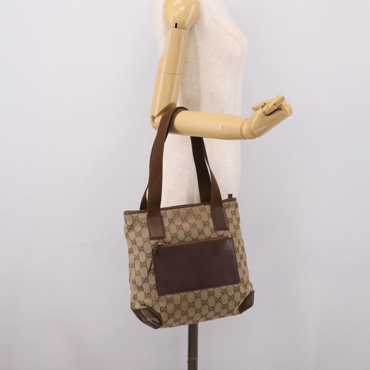 GUCCI GG Canvas Tote Bag Beige Silver 019 0402 Auth ep15996