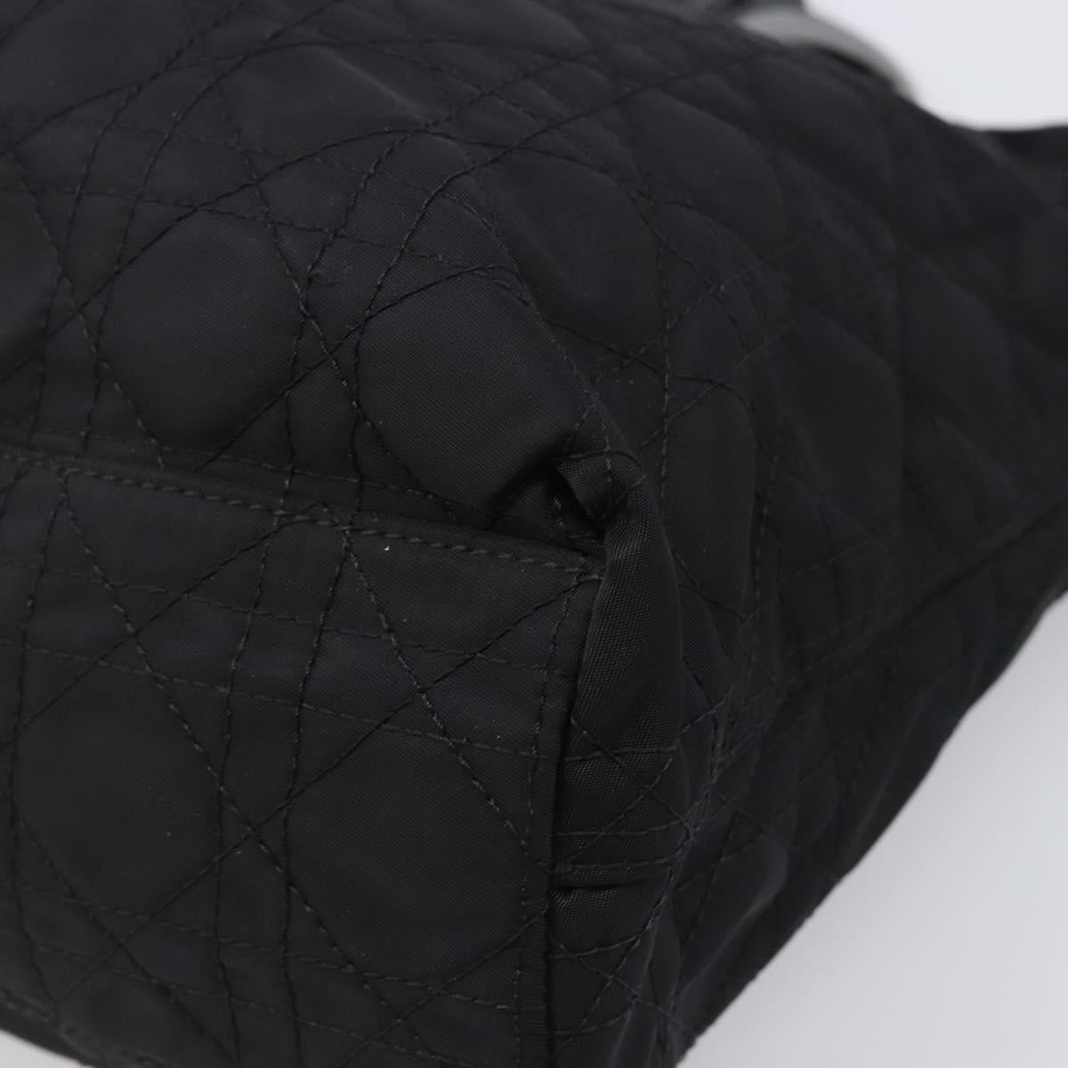 Christian Dior Canage Hand Bag Nylon Black Silver Auth ep15999