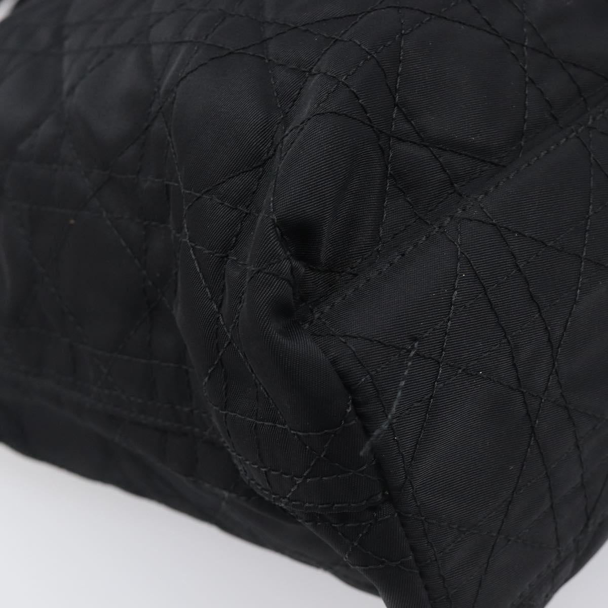Christian Dior Canage Hand Bag Nylon Black Silver Auth ep15999