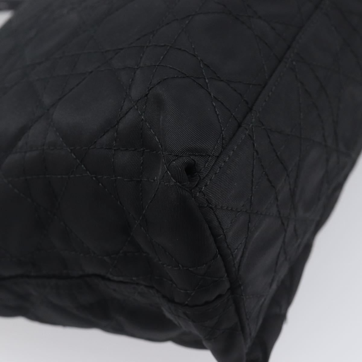 Christian Dior Canage Hand Bag Nylon Black Silver Auth ep15999