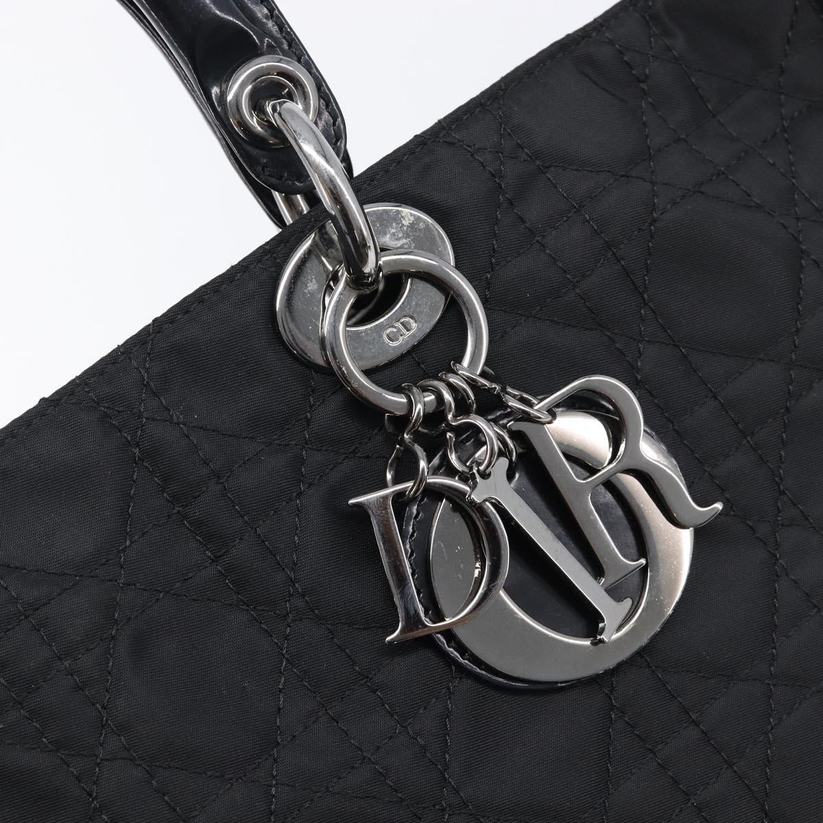 Christian Dior Canage Hand Bag Nylon Black Silver Auth ep15999