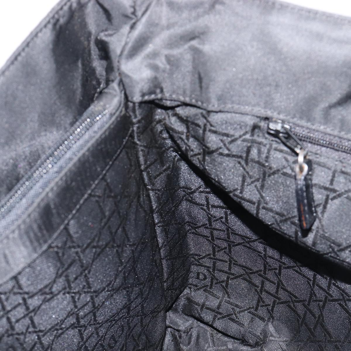 Christian Dior Canage Hand Bag Nylon Black Silver Auth ep15999