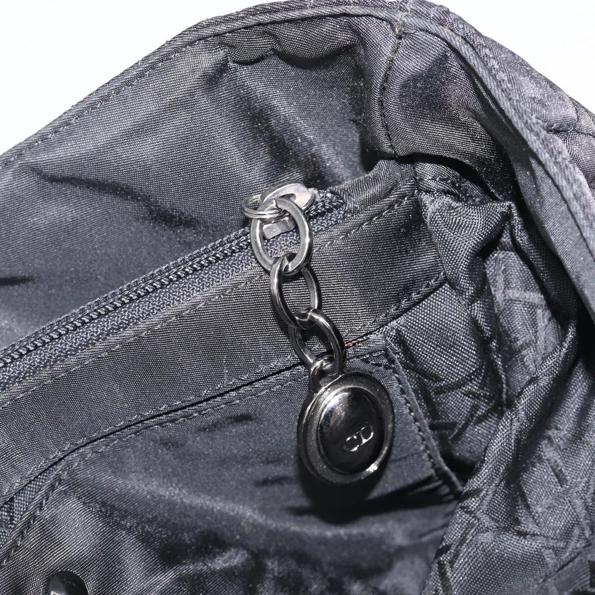 Christian Dior Canage Hand Bag Nylon Black Silver Auth ep15999