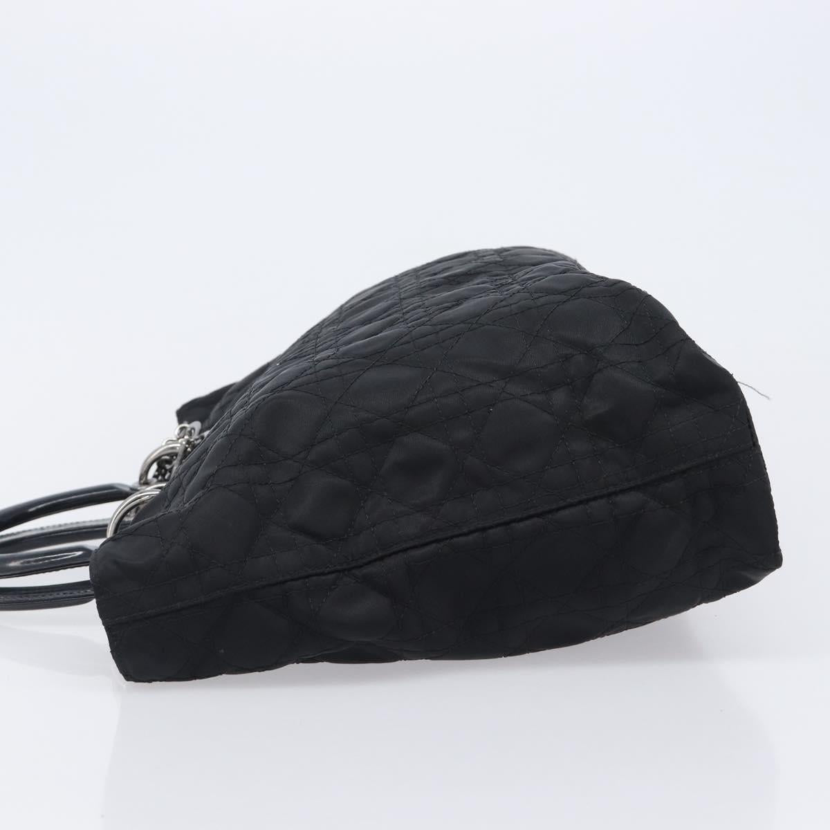 Christian Dior Canage Hand Bag Nylon Black Silver Auth ep15999