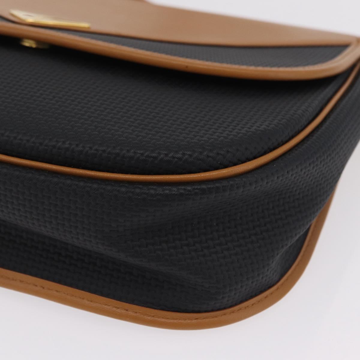 SAINT LAURENT Shoulder Bag PVC Canvas Black Gold Auth ep16000A