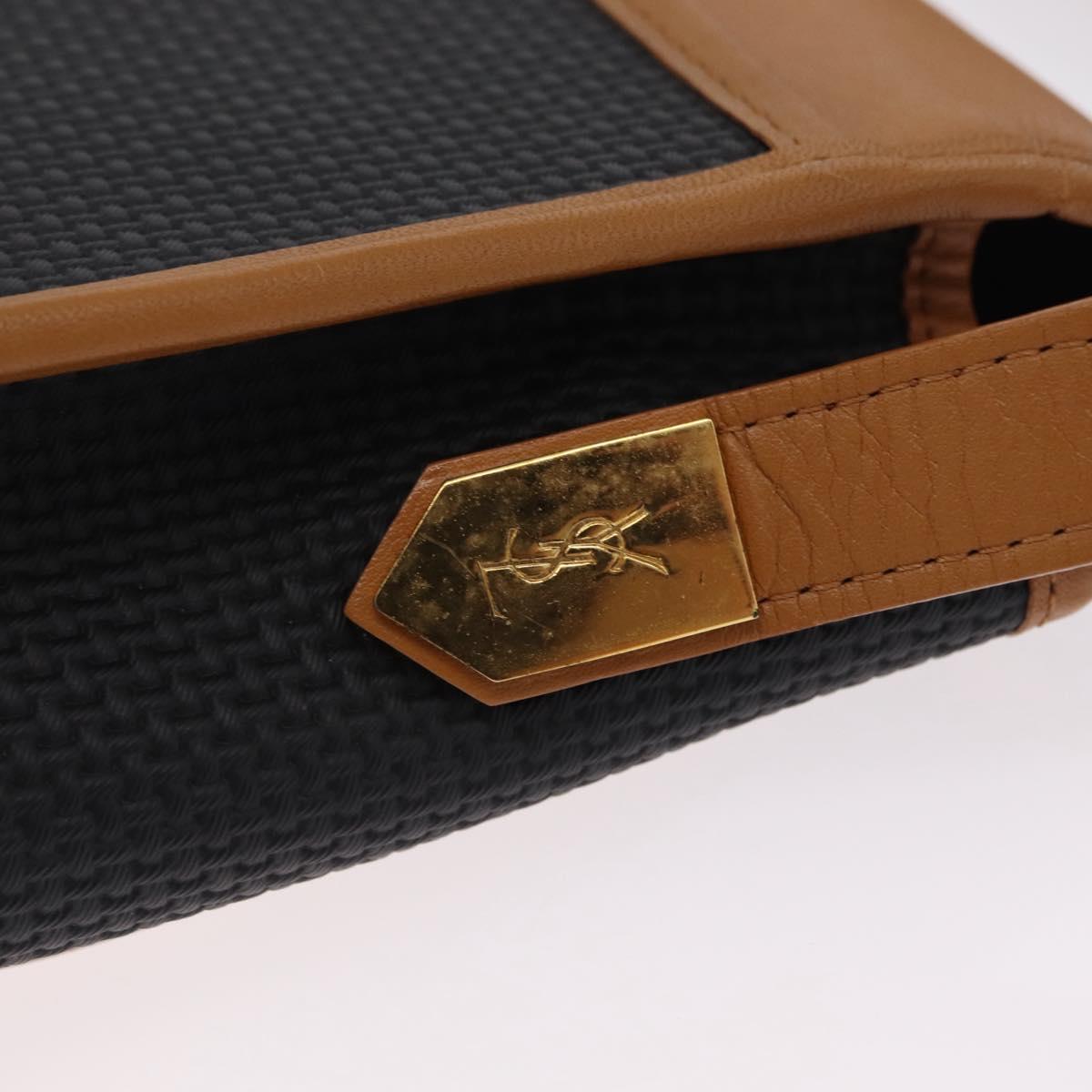 SAINT LAURENT Shoulder Bag PVC Canvas Black Gold Auth ep16000A