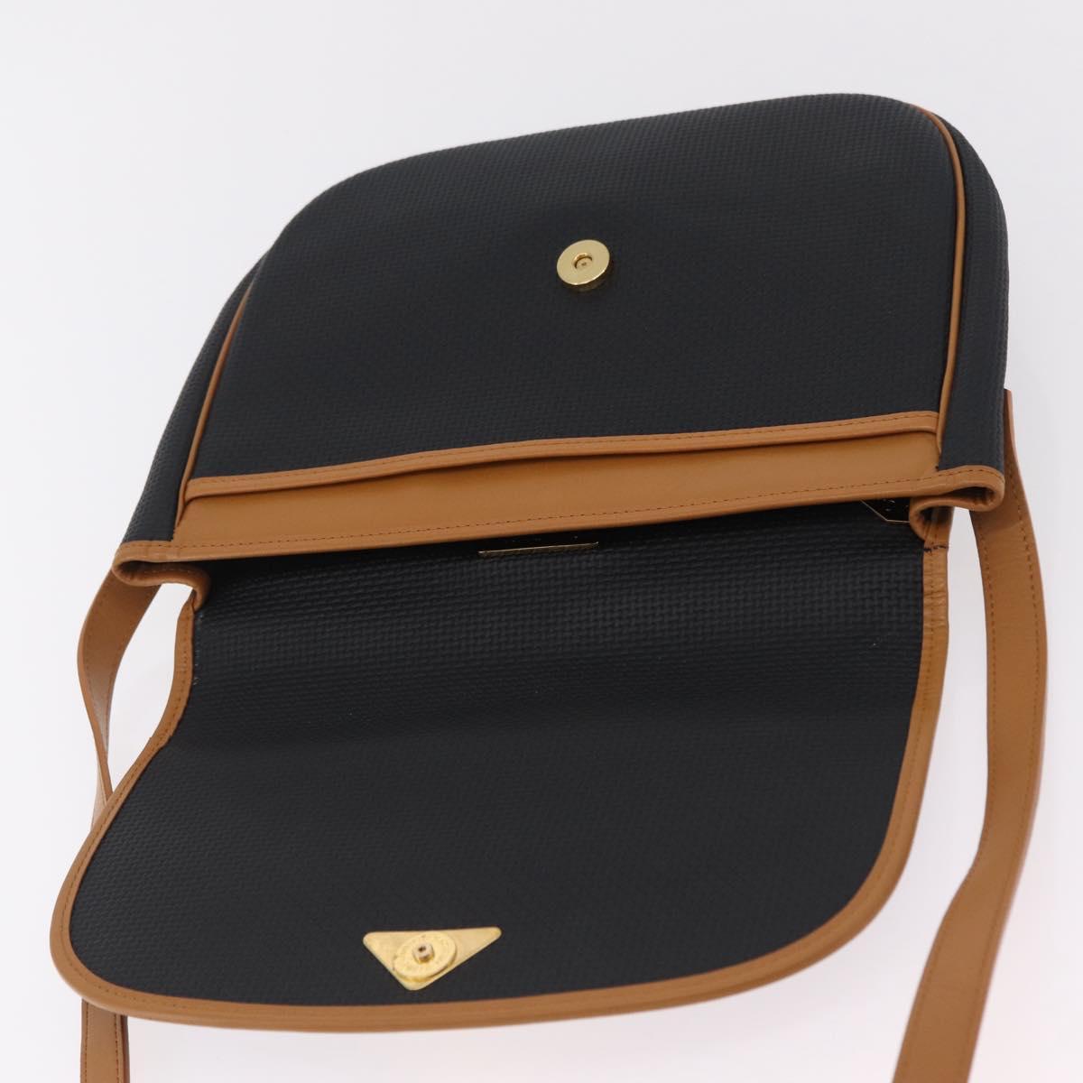 SAINT LAURENT Shoulder Bag PVC Canvas Black Gold Auth ep16000A