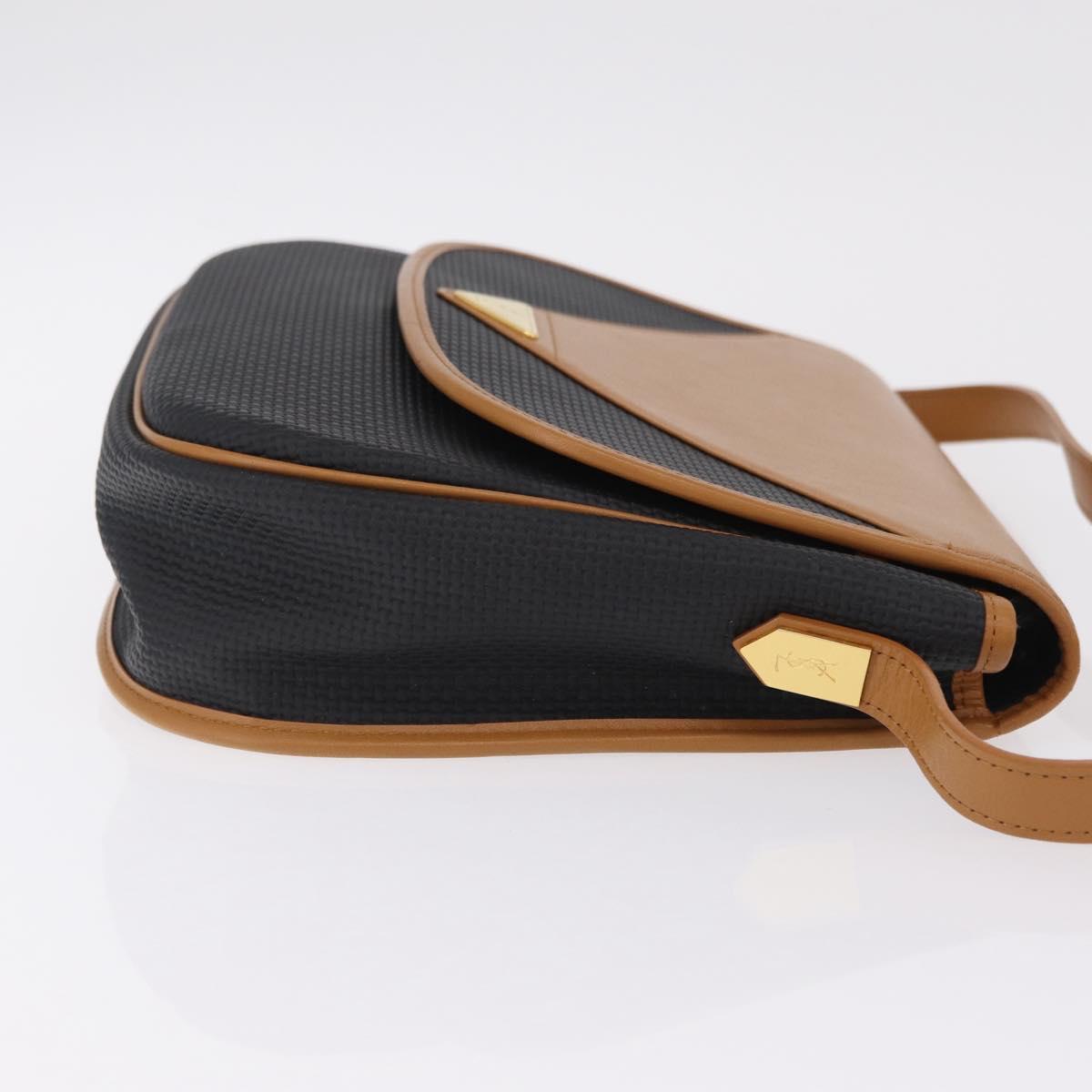 SAINT LAURENT Shoulder Bag PVC Canvas Black Gold Auth ep16000A