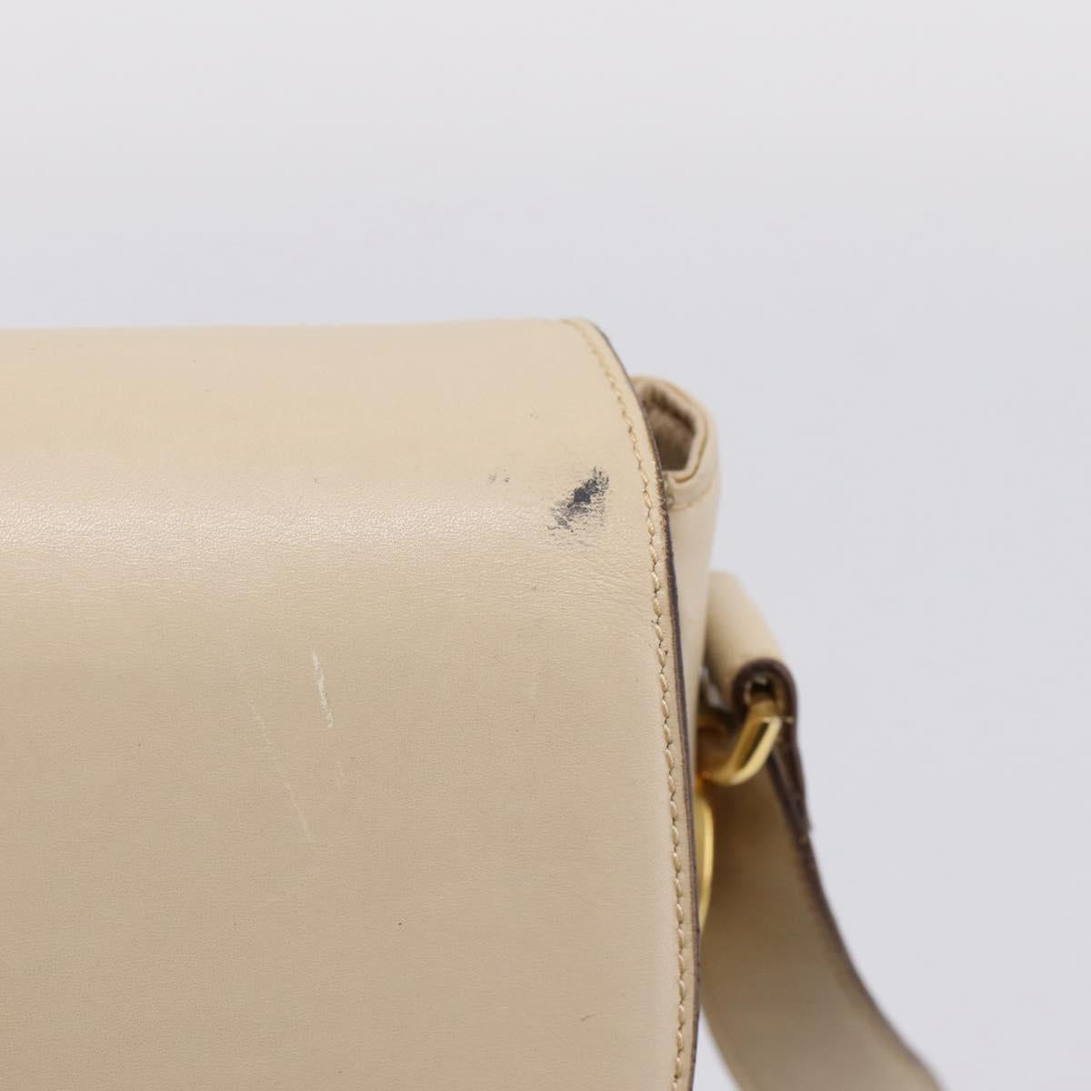 CELINE Shoulder Bag Leather Ivory Gold Auth ep16002