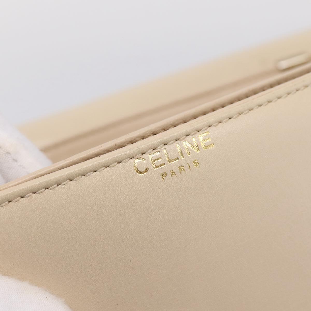 CELINE Shoulder Bag Leather Ivory Gold Auth ep16002