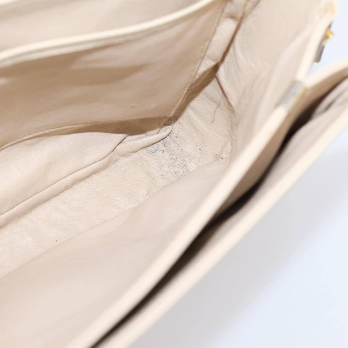 CELINE Shoulder Bag Leather Ivory Gold Auth ep16002