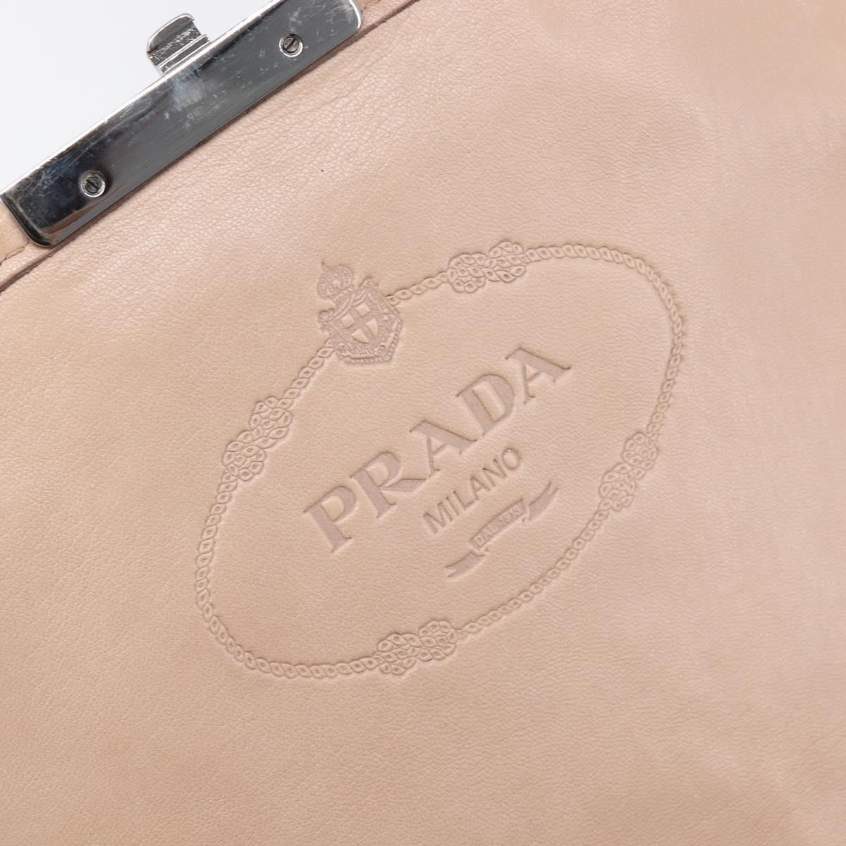 PRADA Shoulder Bag Leather Beige Silver Auth ep16017