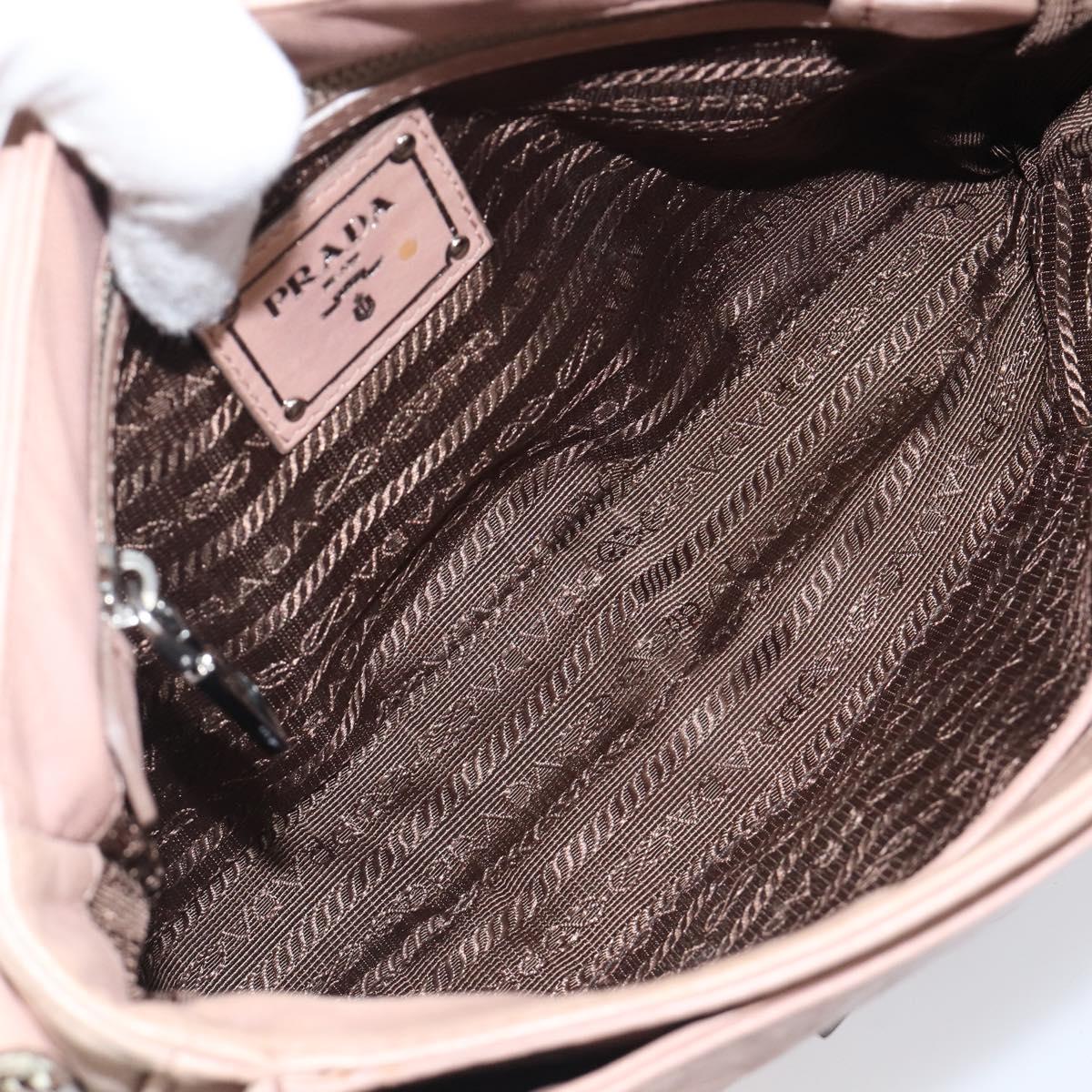 PRADA Shoulder Bag Leather Beige Silver Auth ep16017