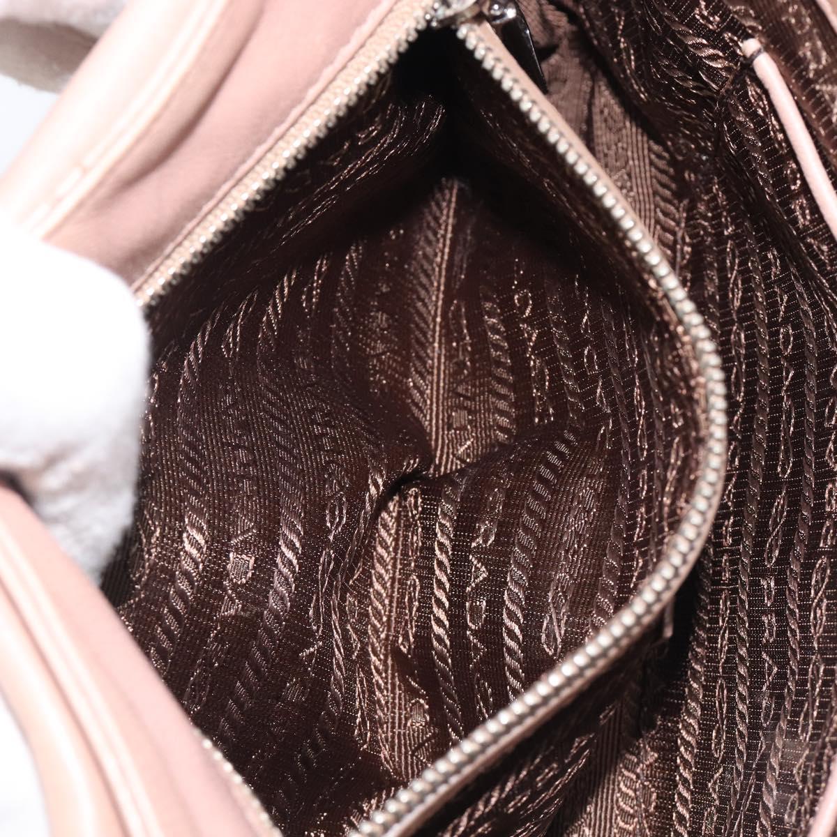 PRADA Shoulder Bag Leather Beige Silver Auth ep16017